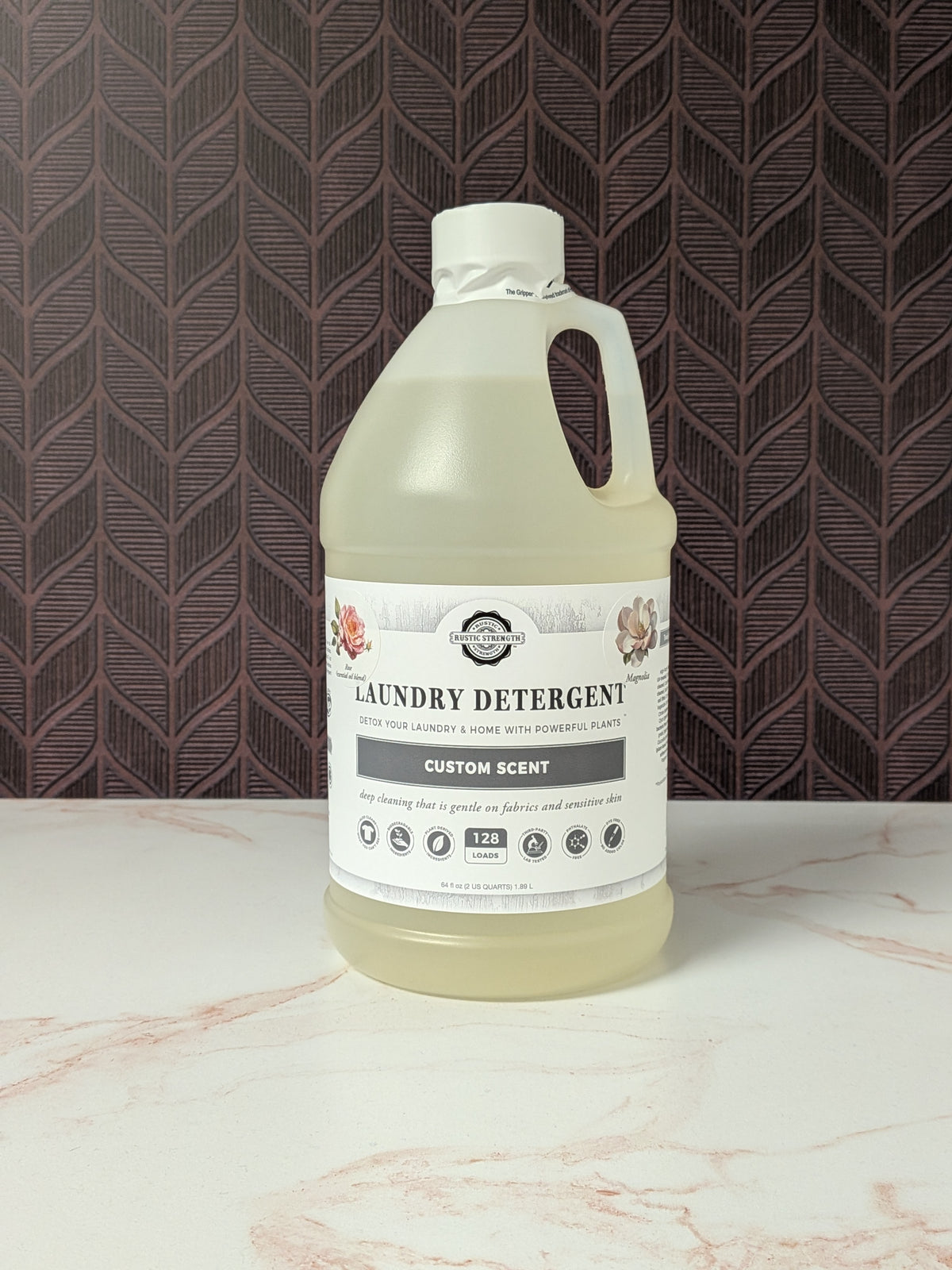 Rustic Strength, Clearance, Laundry Detergent, Half Gallon, Plastic Jug, Rose & Magnolia