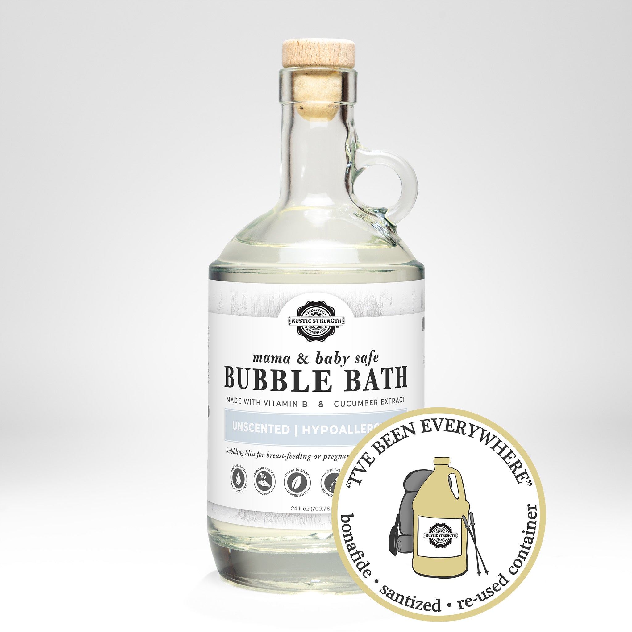 SANITIZED & REFILLED | Bubble Bath | Mama & Baby Safe | 24 oz Glass