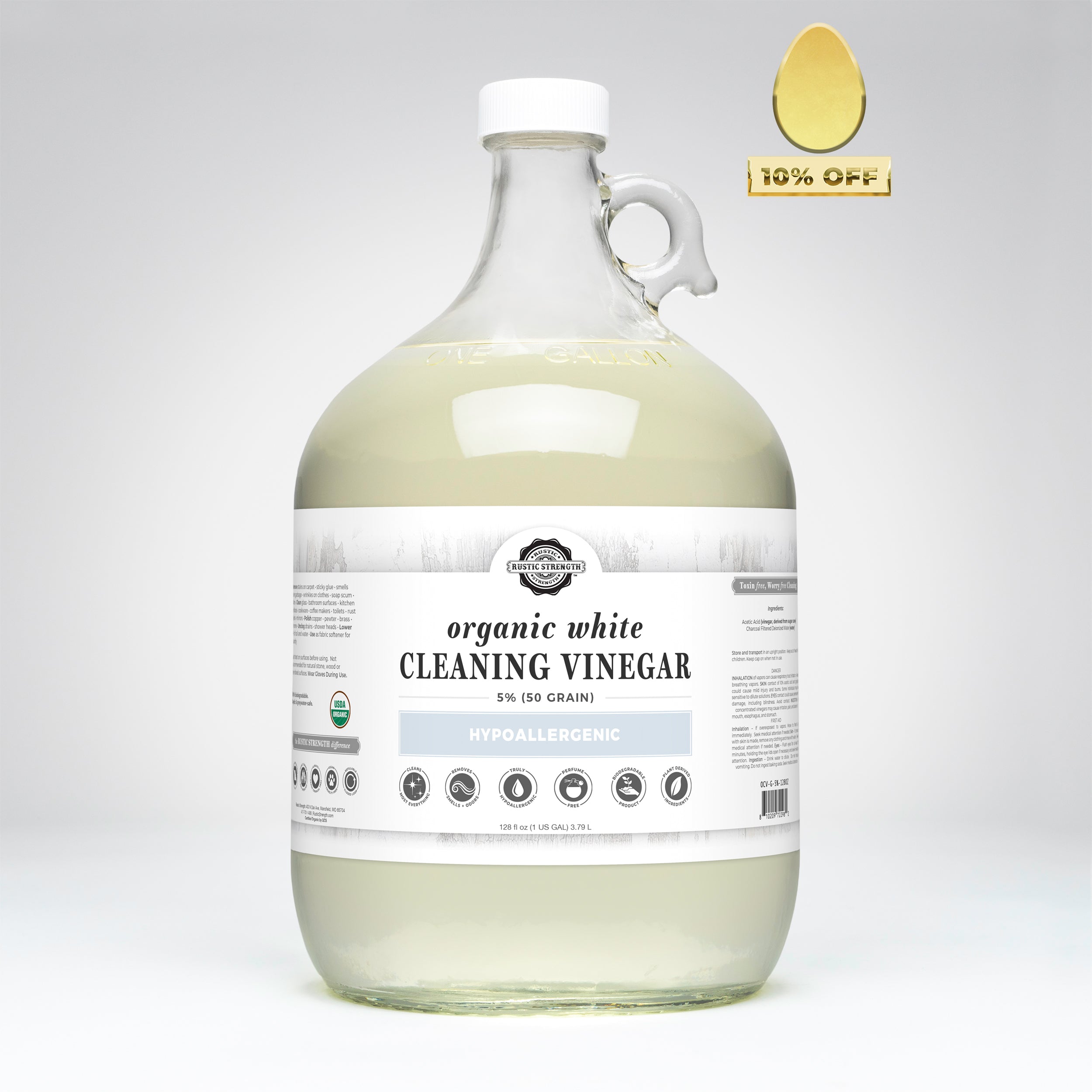 Organic White Cleaning Vinegar | 5% (50 grain)