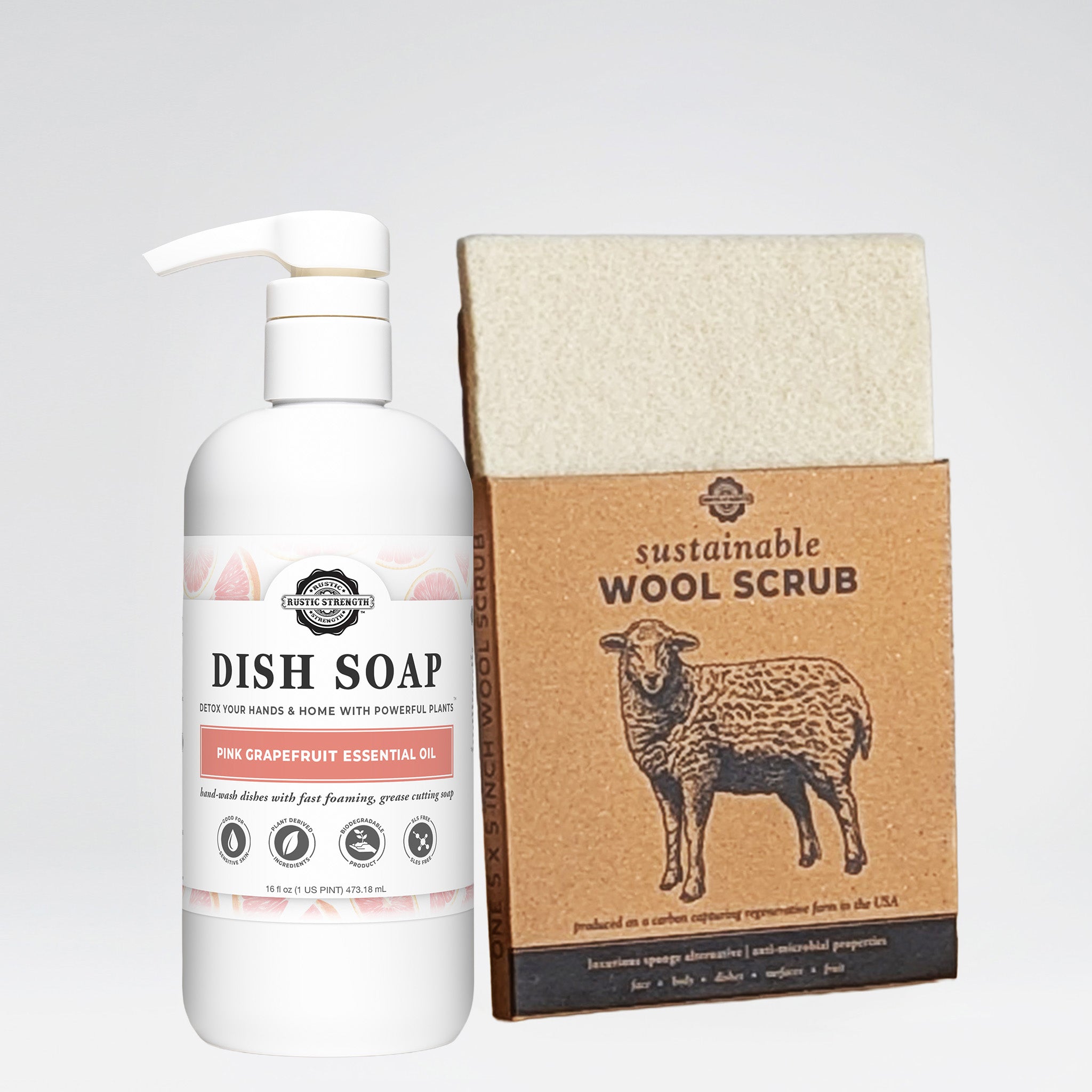 Dish Soap + Wool Scrub Set