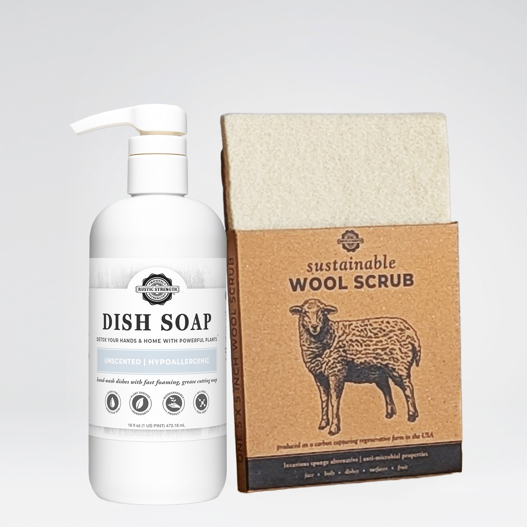 Dish Soap + Wool Scrub Set