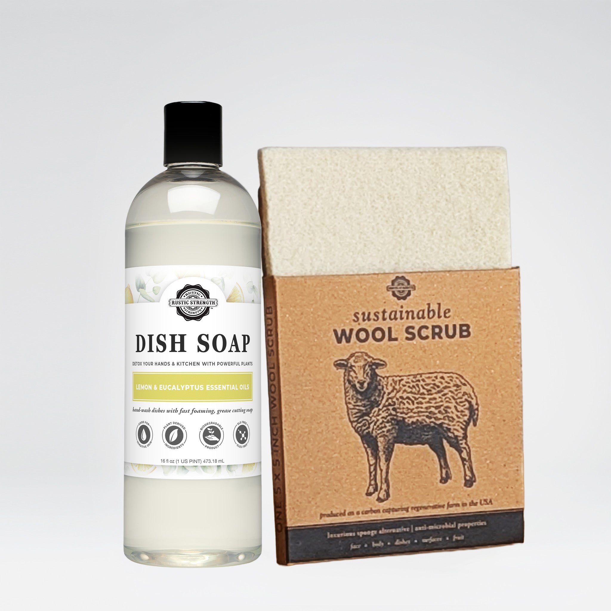 Dish Soap + Wool Scrub Set