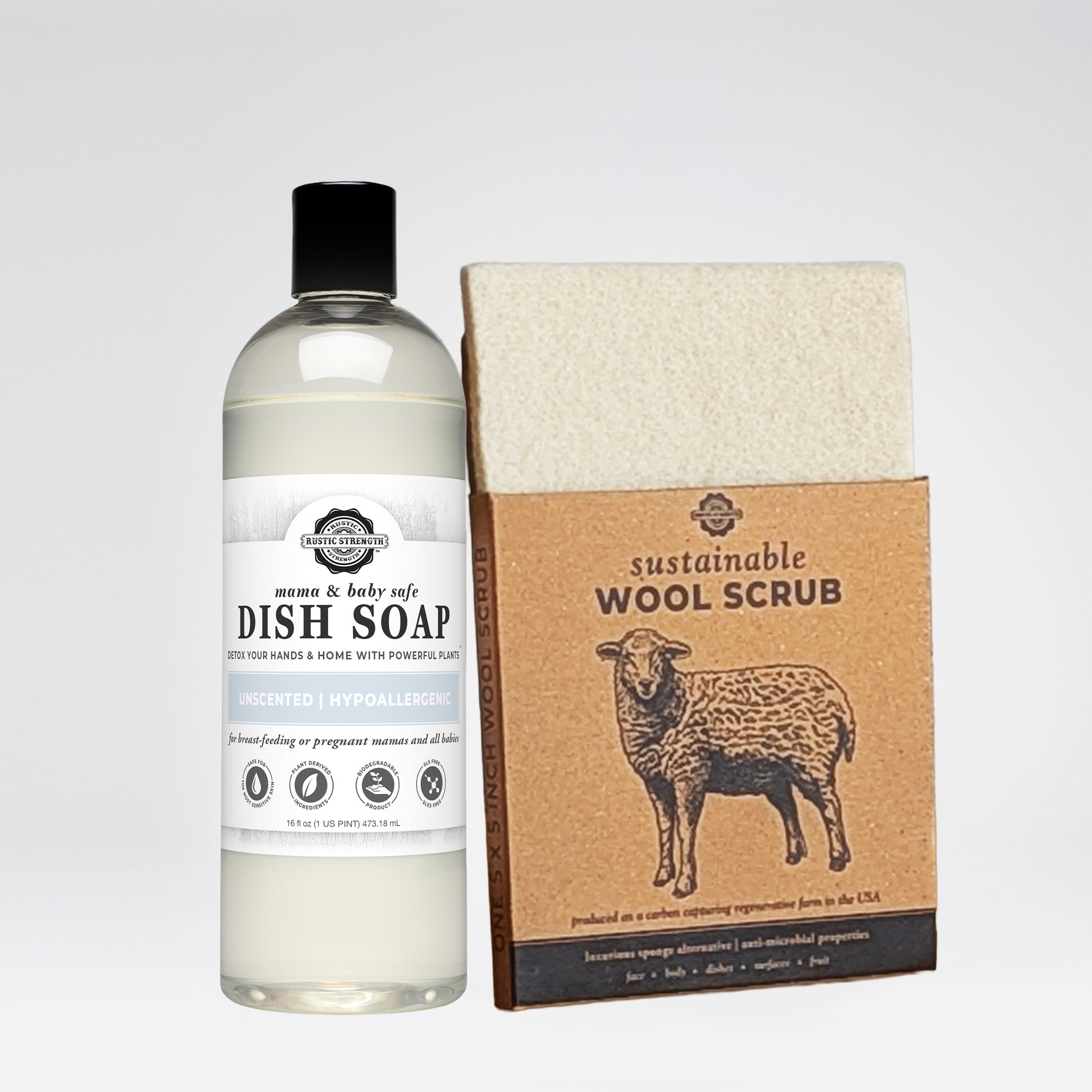 Dish Soap + Wool Scrub Set