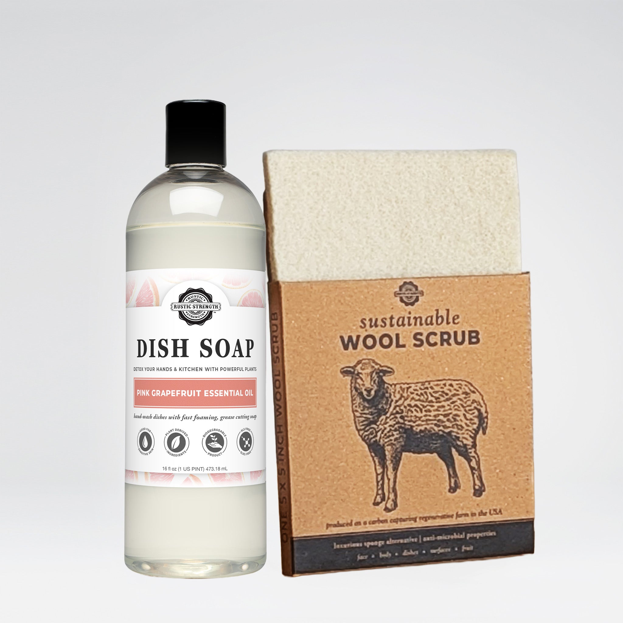 Dish Soap + Wool Scrub Set