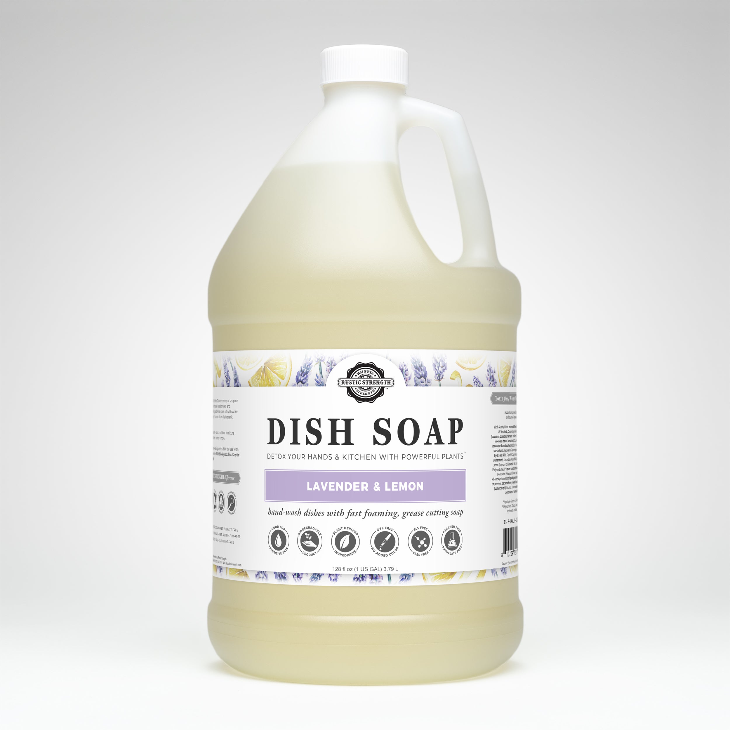 gallon container of lavender lemon dish soap