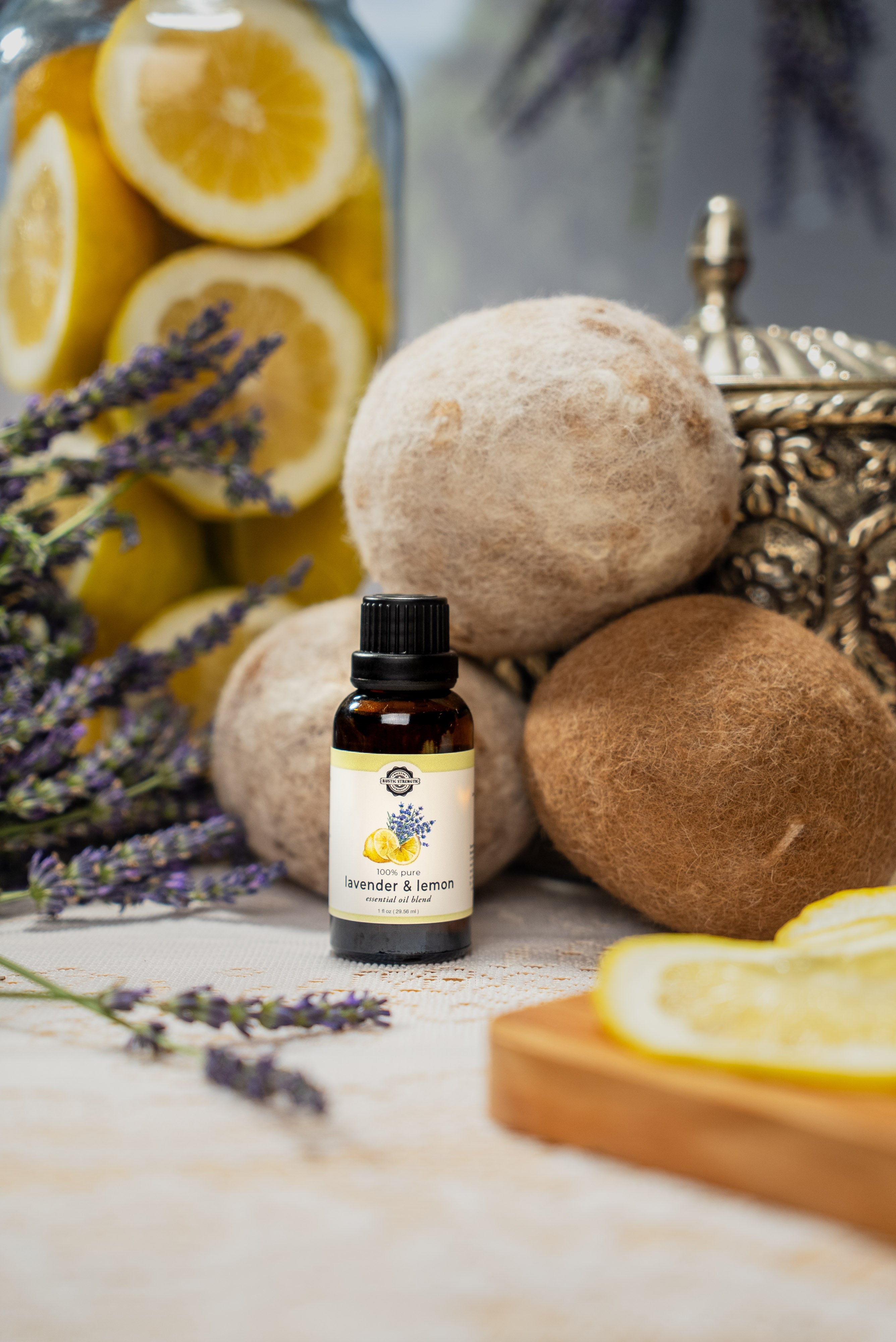 alpaca dryer balls and lavender lemon essential oils