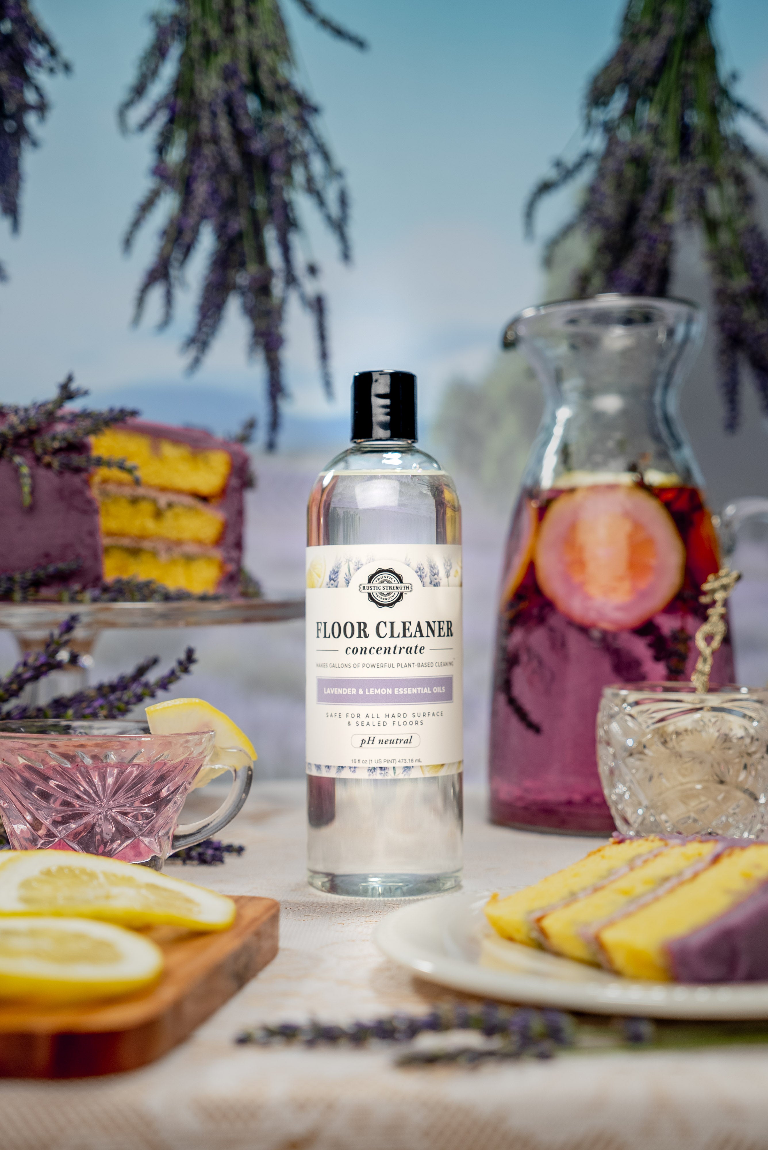 photoshoot image of lavender lemon floor cleaner