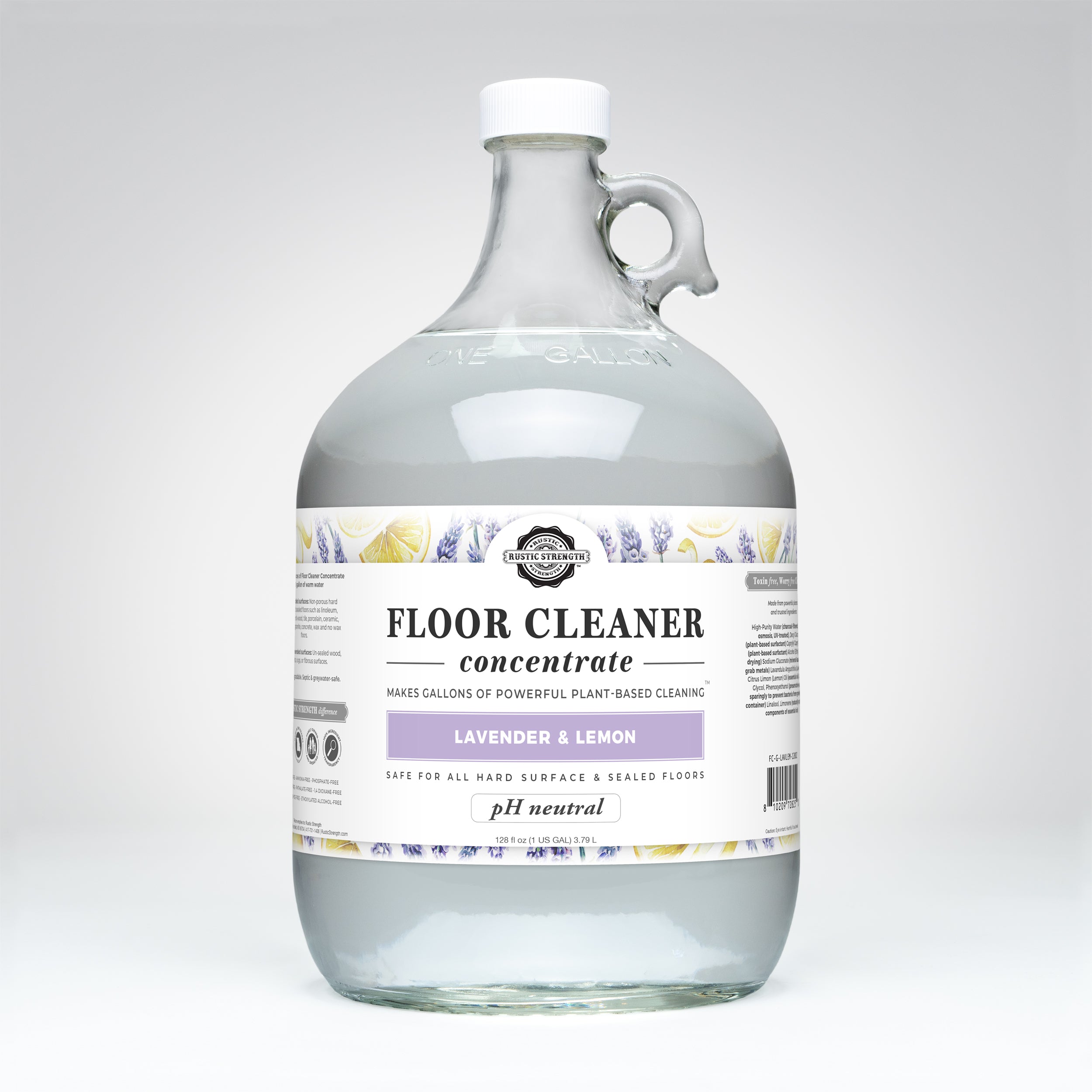 1 gallon glass container of lavender lemon floor cleaner