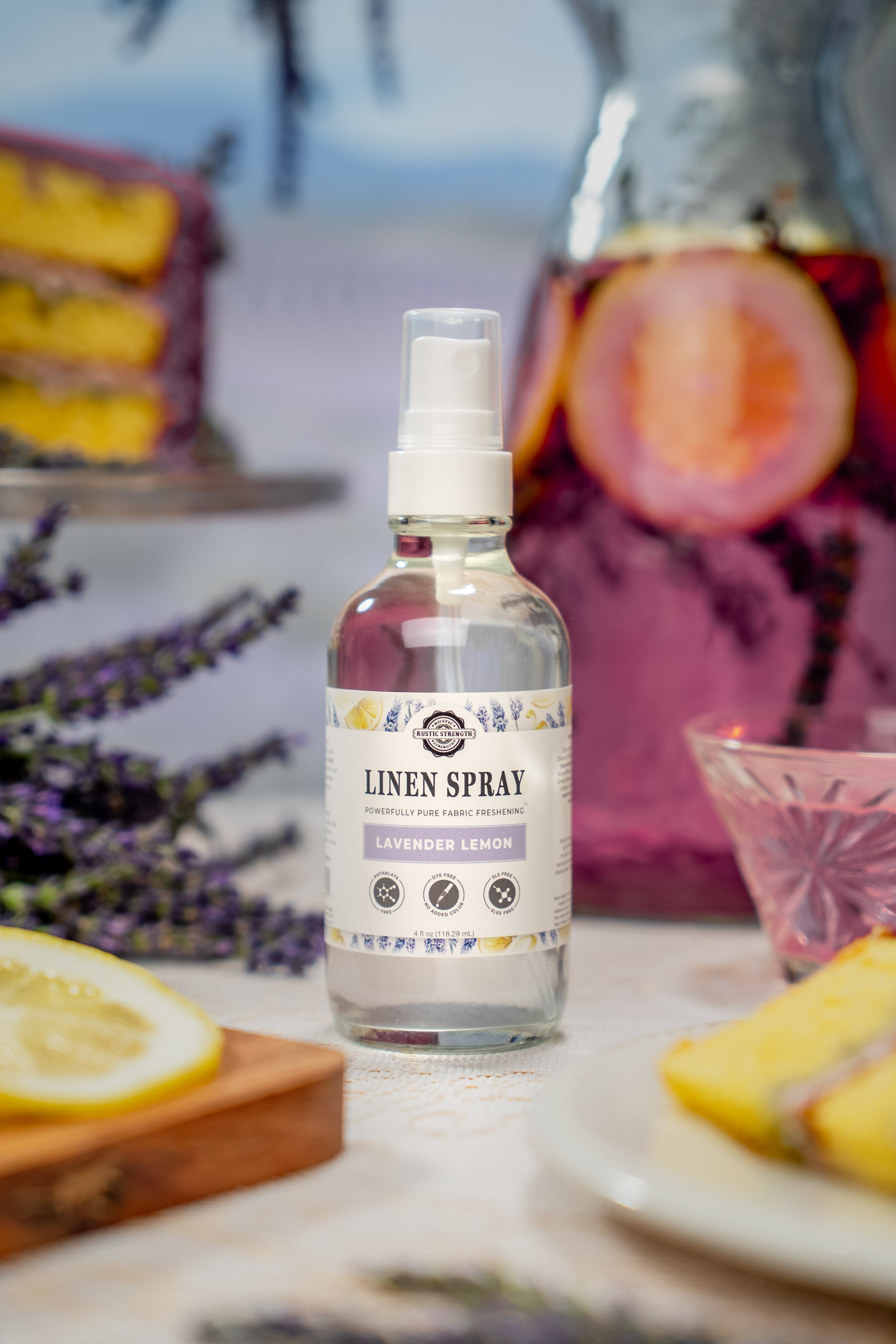 photoshoot image of lavender lemon linen spray