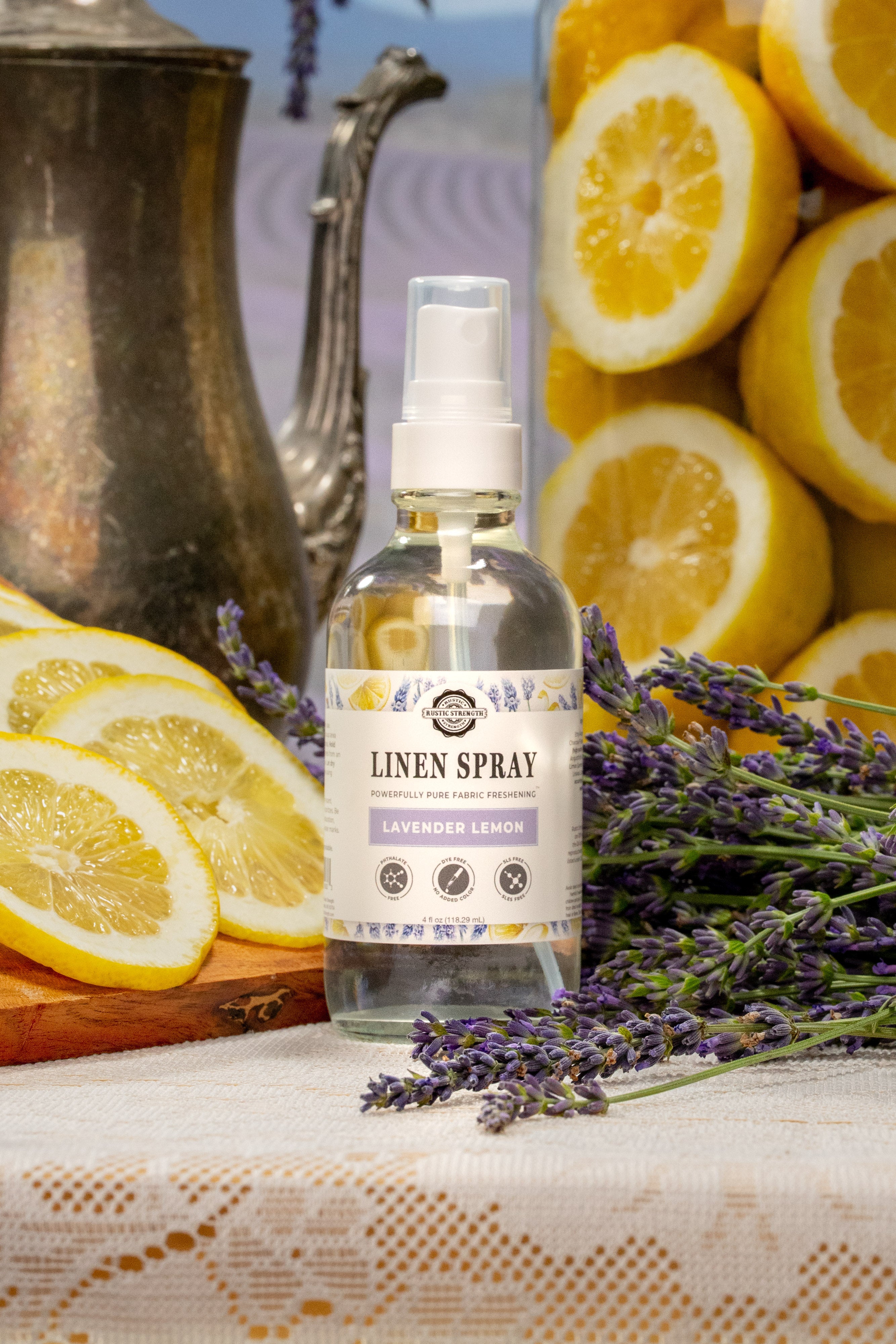 photoshoot image of lavender lemon linen spray