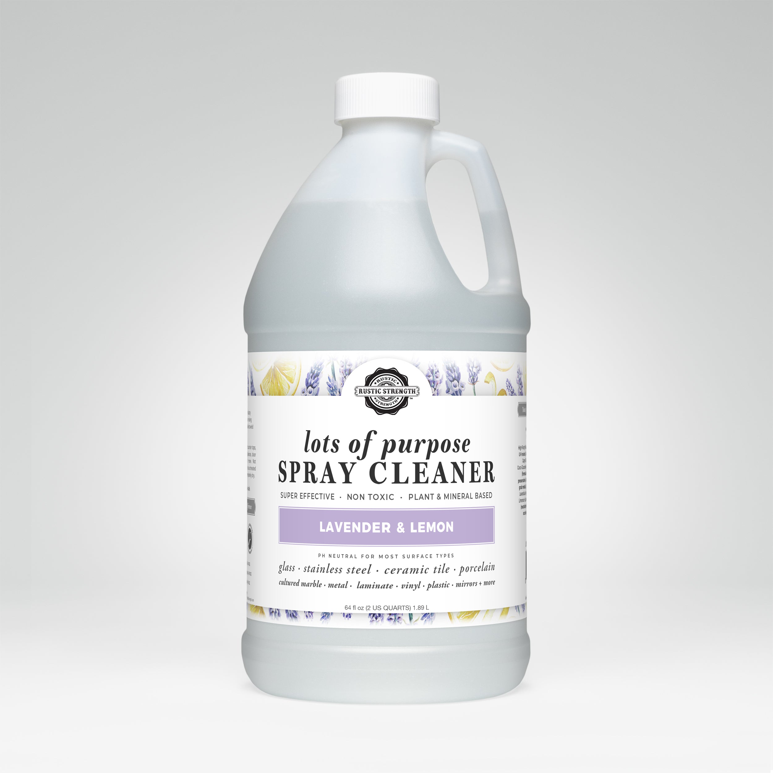 Half gallon container of lavender lemon lots of purpose spray cleaner
