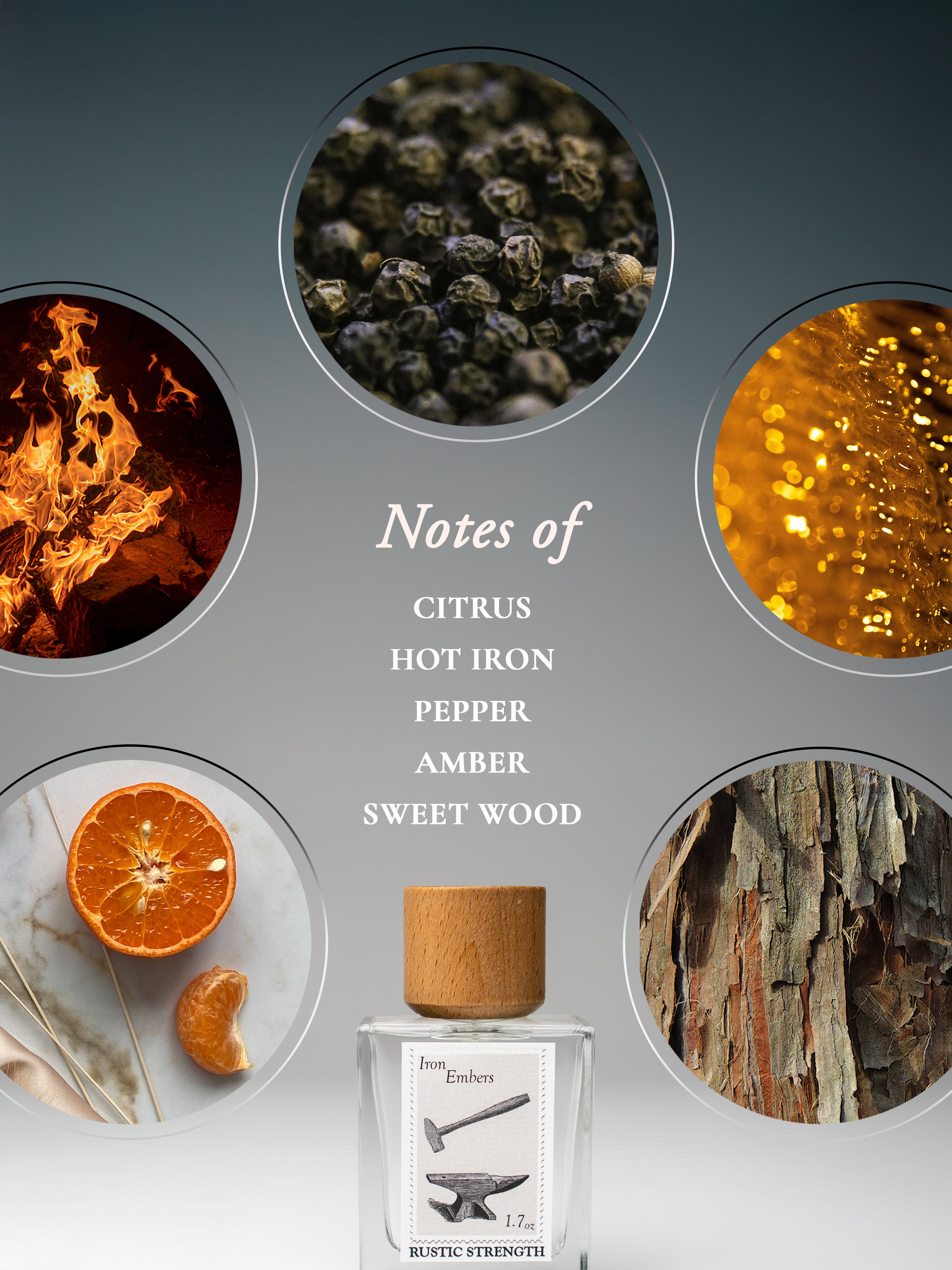 Iron Embers perfume in glass 1.7 ounce bottle