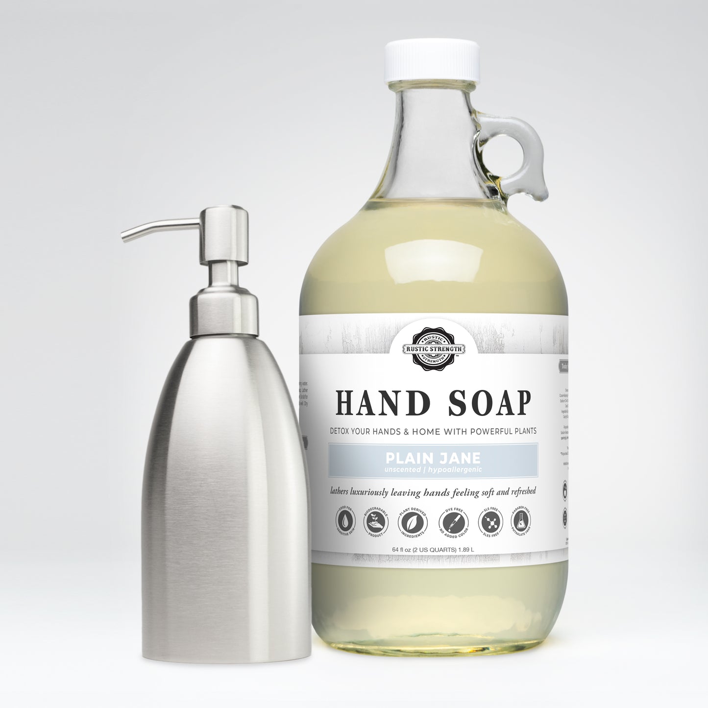 Hand Soap Jug + Stainless Steel Keeper Bottle