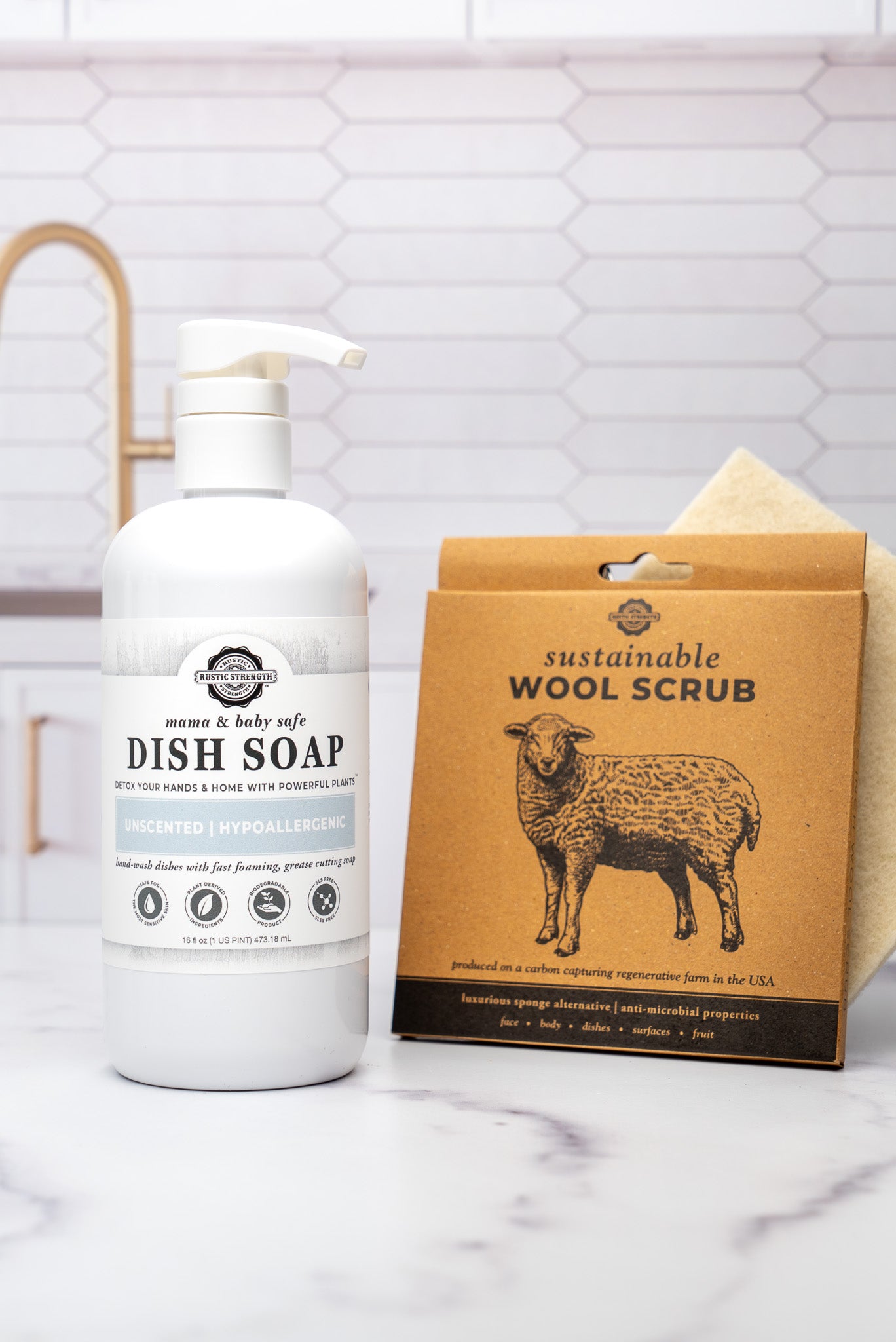 Dish Soap + Wool Scrub Set