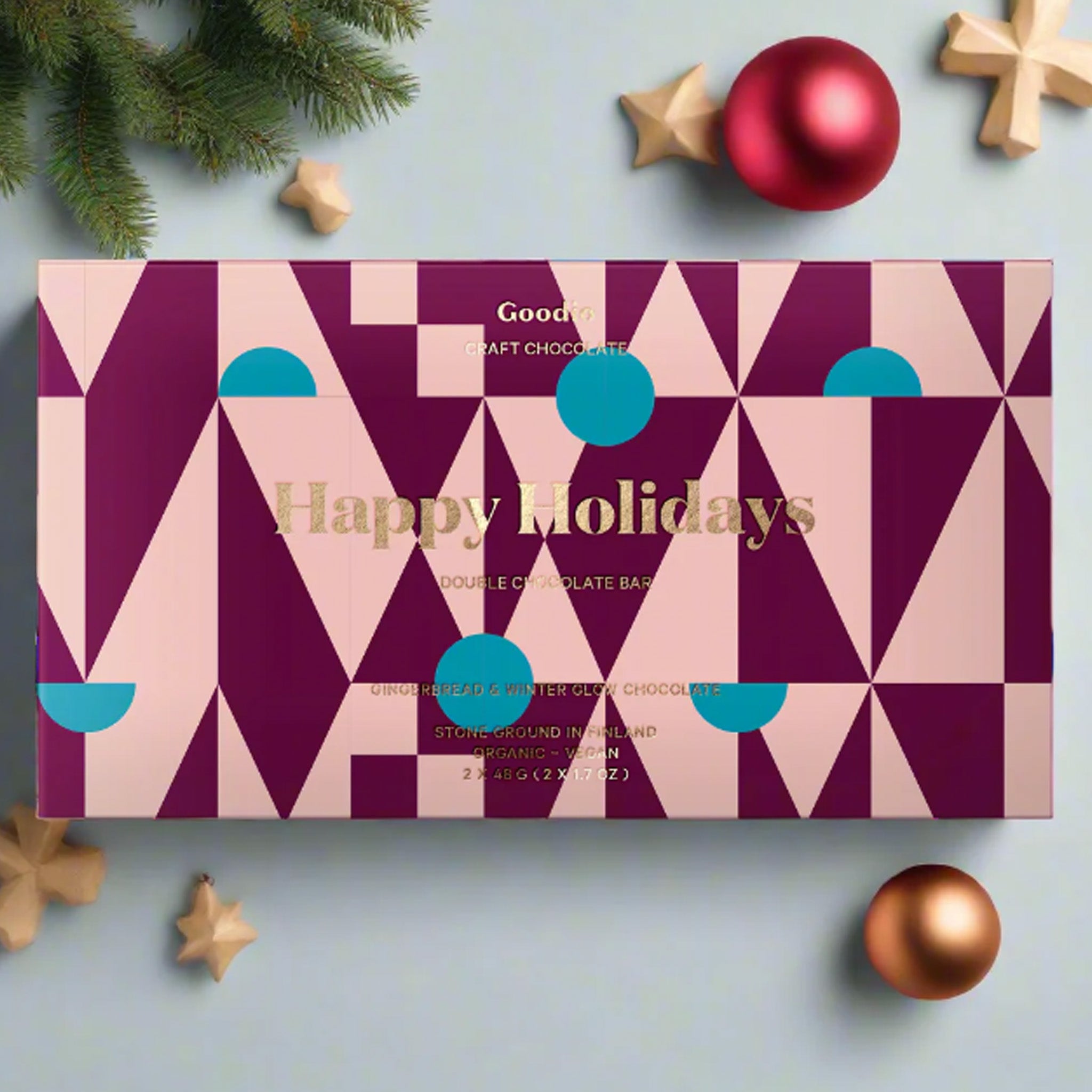 Chocolate | Goodio | Happy Holidays Double Chocolate Bar (2 x 1.7 oz)