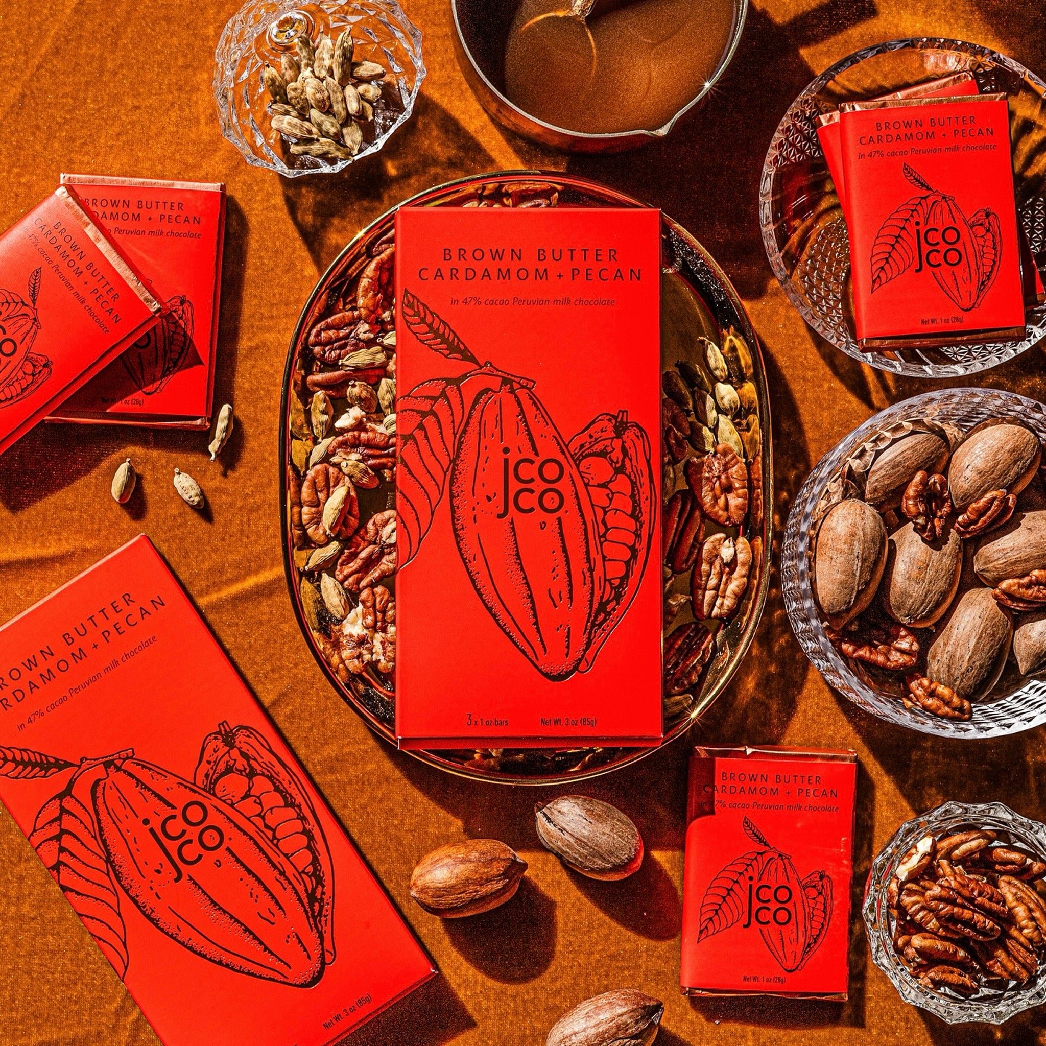 Milk Chocolate | Jcoco | Brown Butter Cardamom + Pecan 3 oz