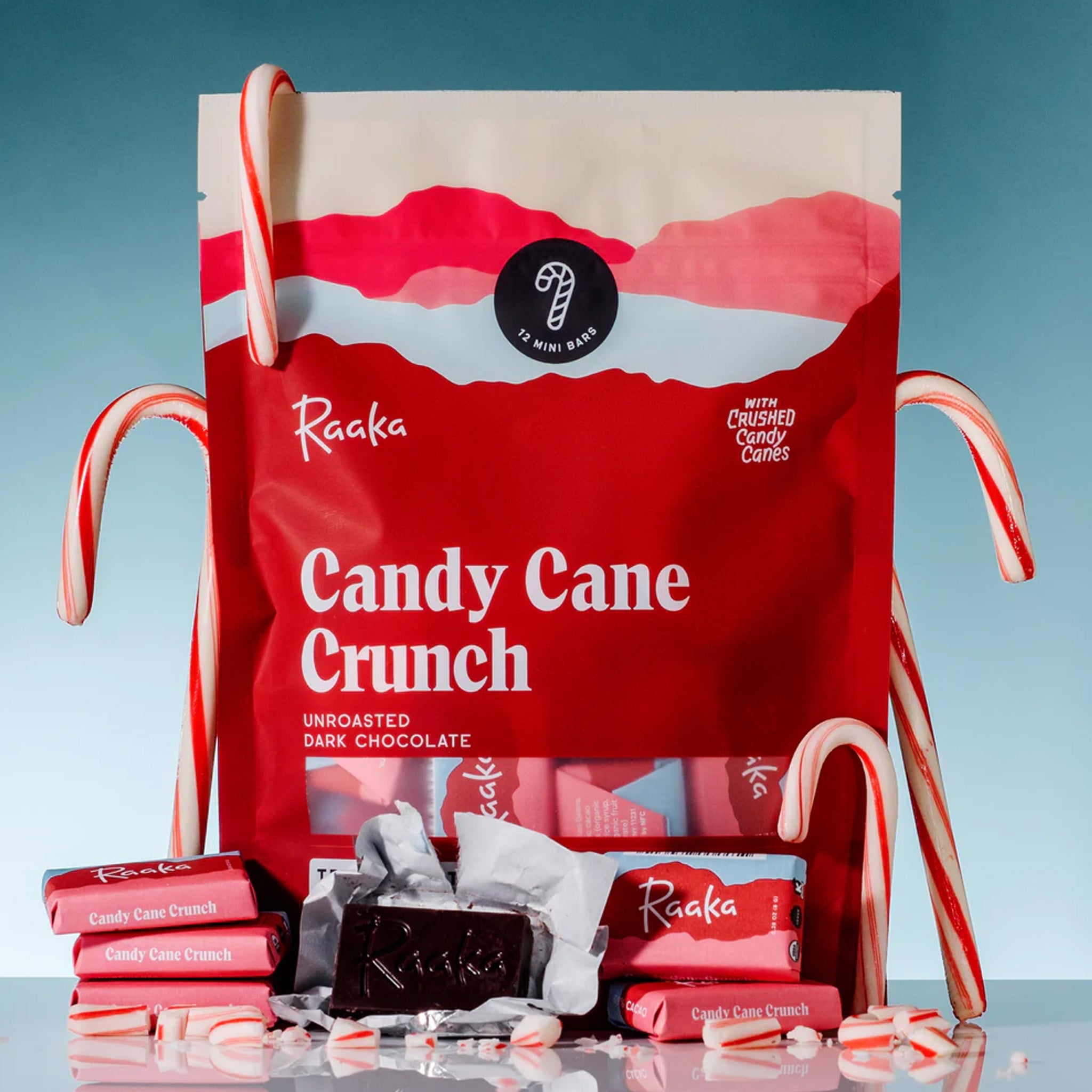 Dark Chocolate | Raaka | Candy Cane Crunch Minis (12 ct) 3.4oz