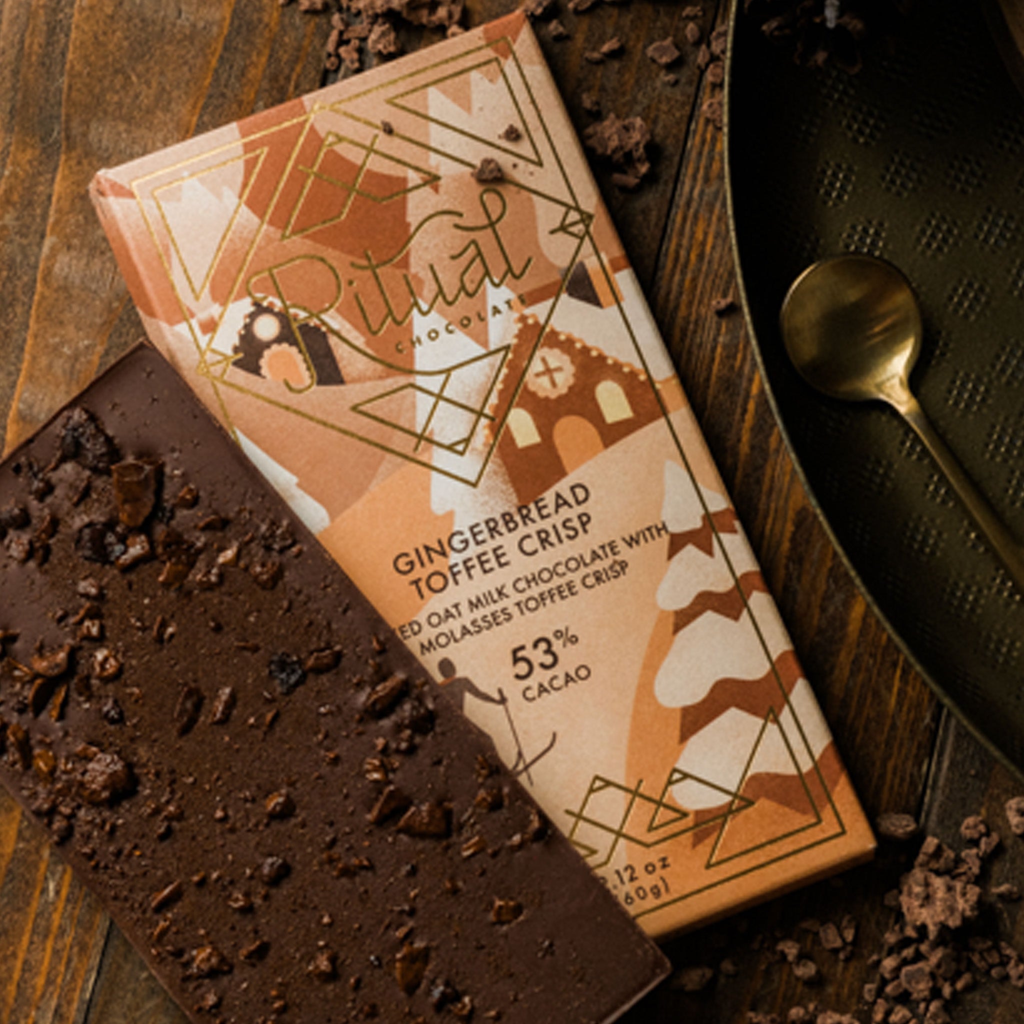 Oat Milk Chocolate | Ritual | Gingerbread Toffee Crisp Bar 53% 60g