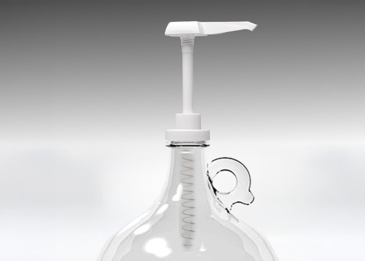 Rustic Strength, 1 Gallon Glass Jug with white pump on a neutral grey background
