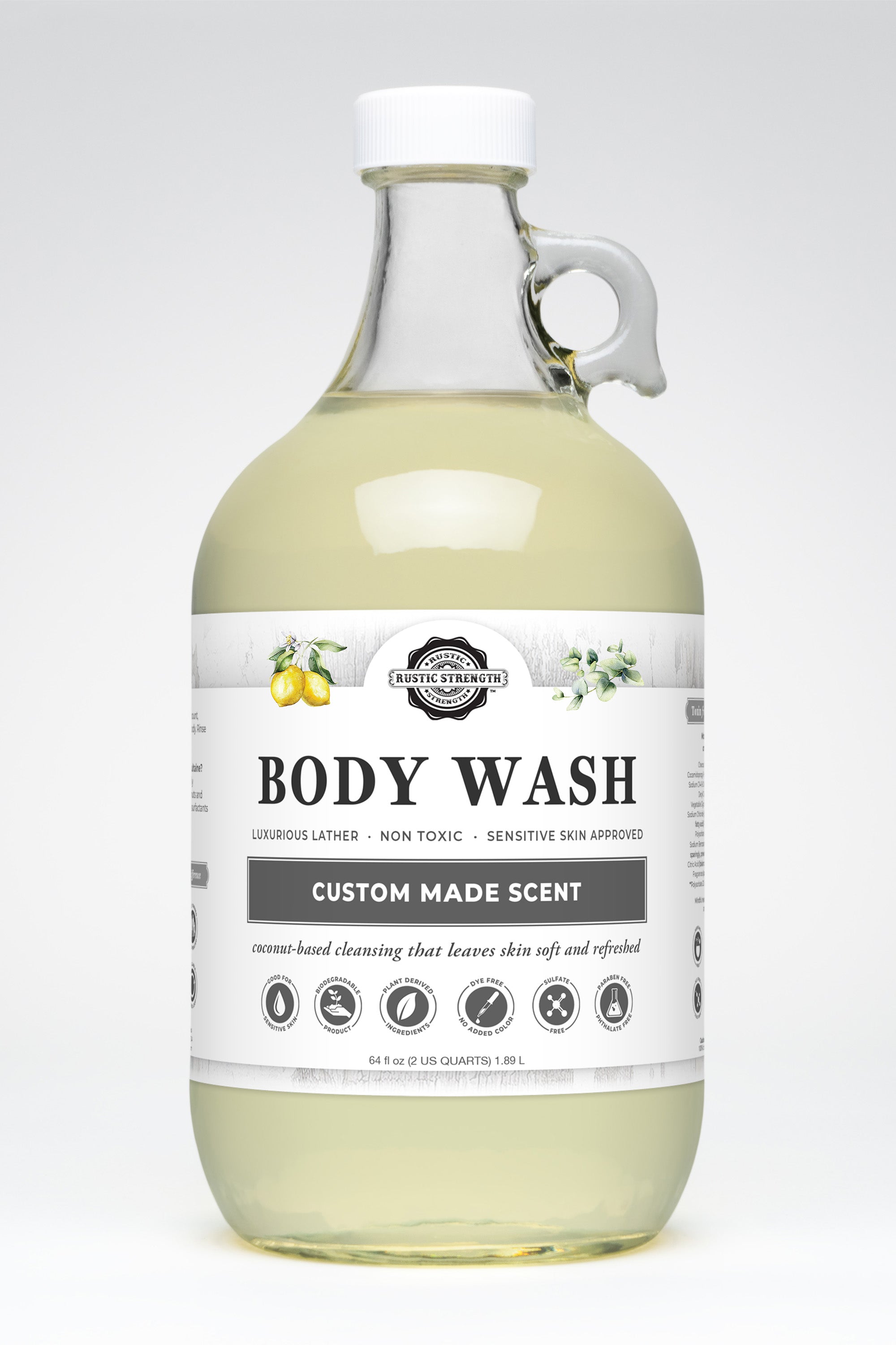 BLEMISHED GLASS | Body Wash | Lemon & Eucalyptus ( Half Gallon Glass )