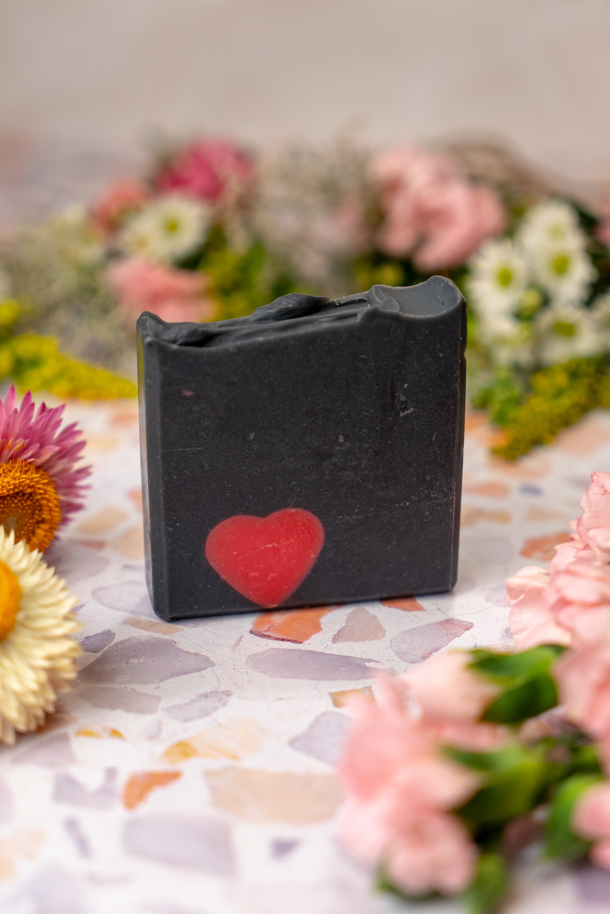 1 Valentine's Day soap bar for him surrounded by flowers
