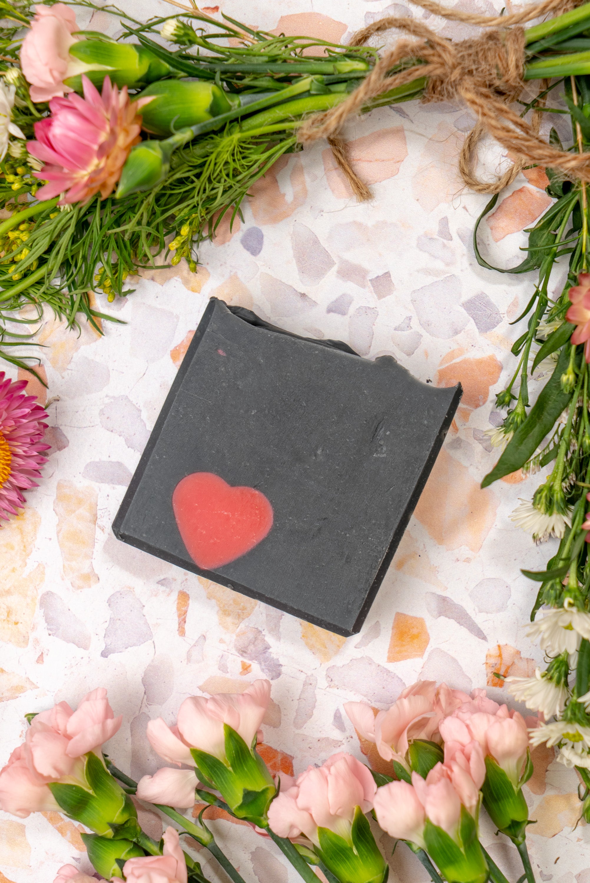 1 Valentine's Day soap bar for him surrounded by flowers