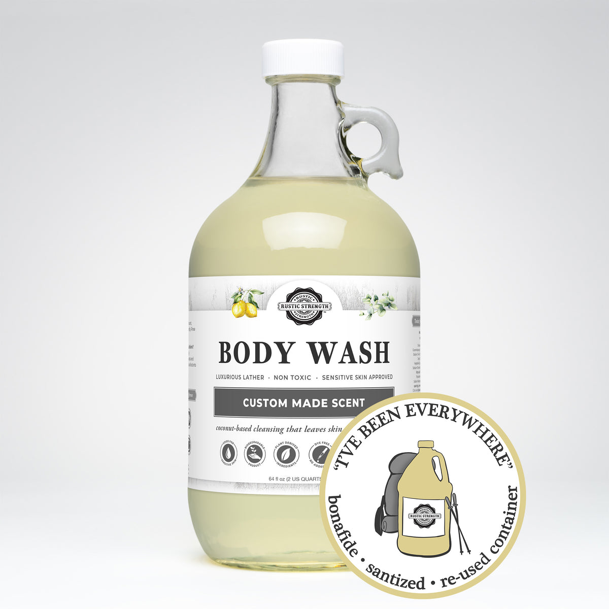 SANITIZED & REFILLED | Body Wash  | Lemon & Eucalyptus | Half Gallon Glass