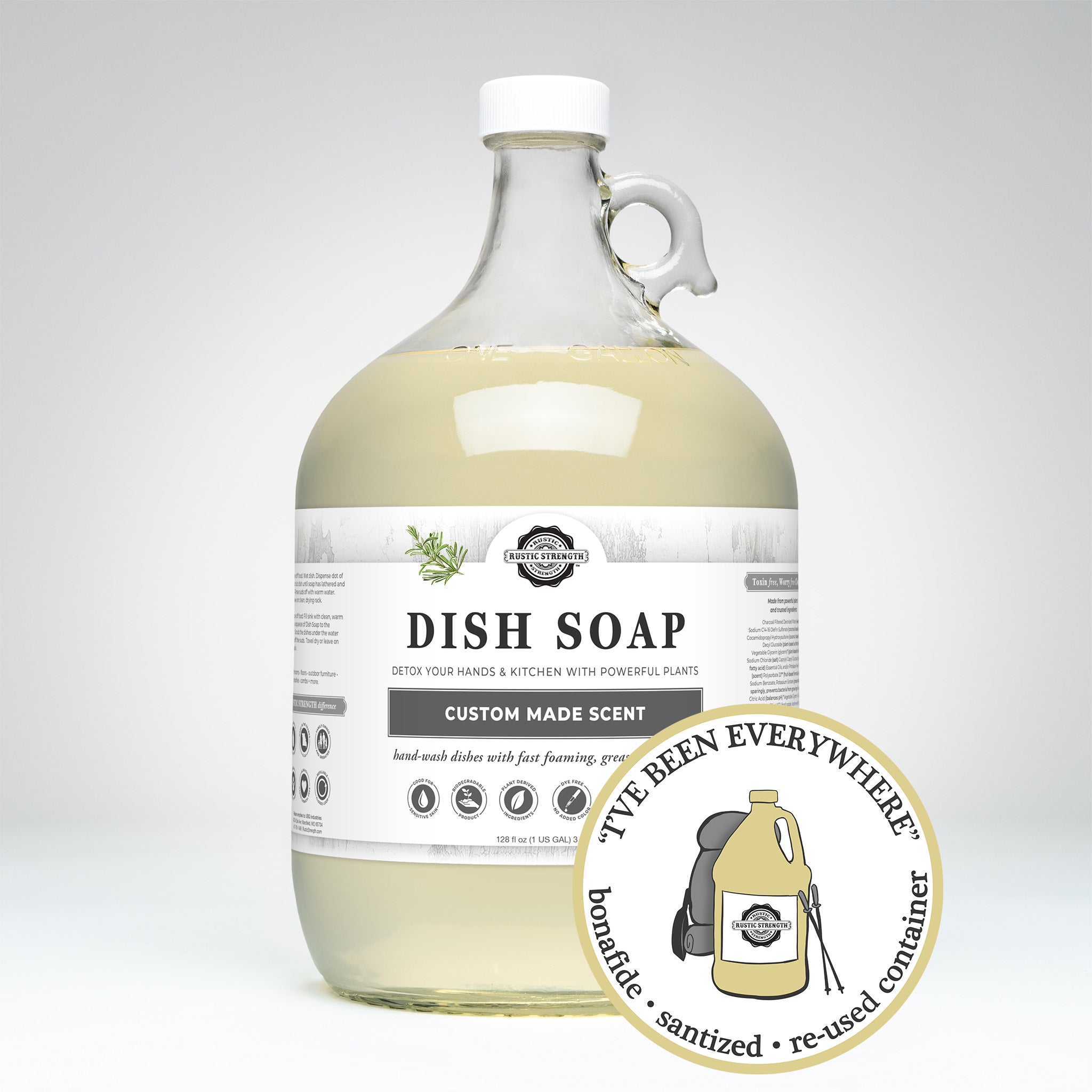 SANITIZED & REFILLED | Dish Soap | Rosemary | Glass Gallon