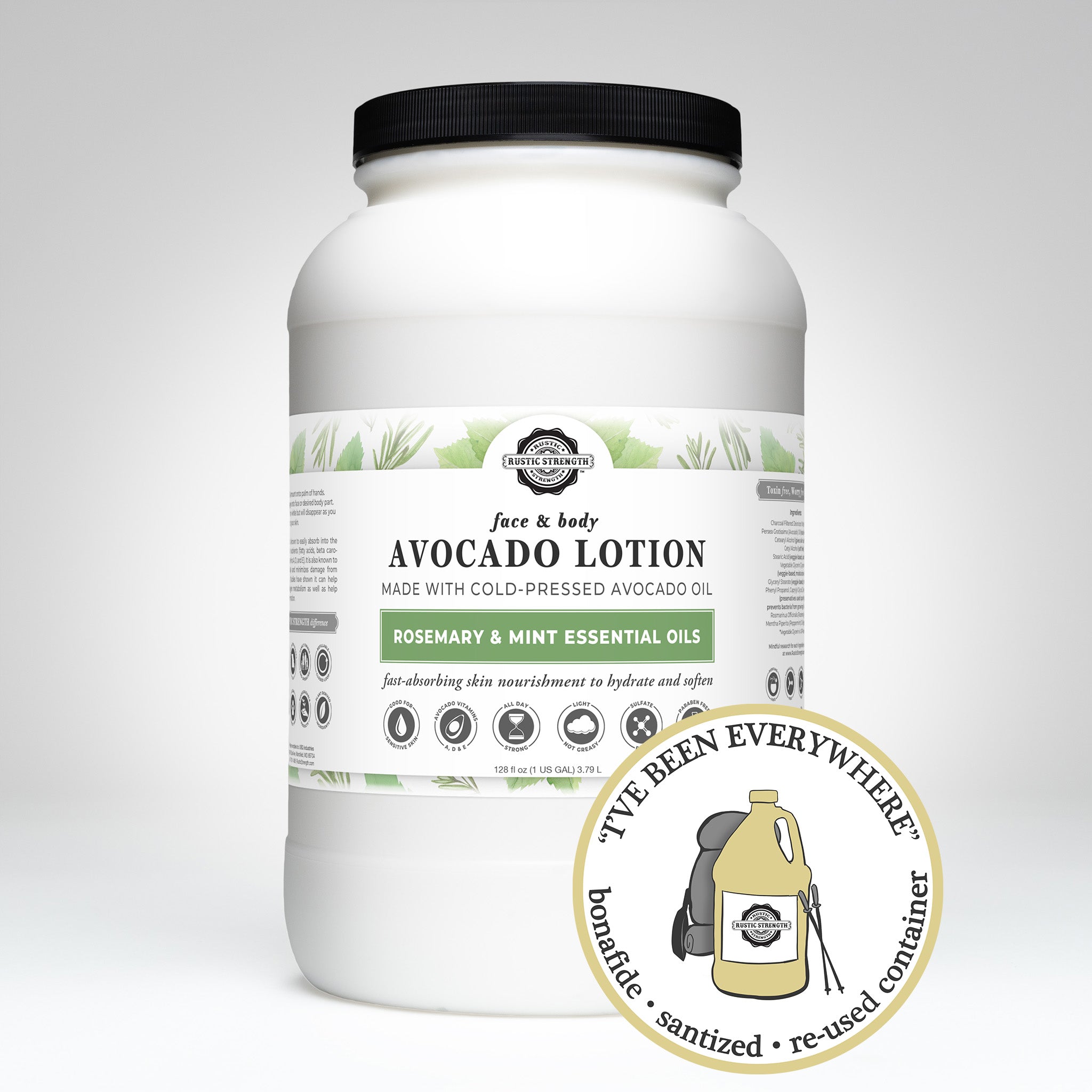 SANITIZED & REFILLED | Avocado Lotion | Rosemary & Mint | 1 Gallon