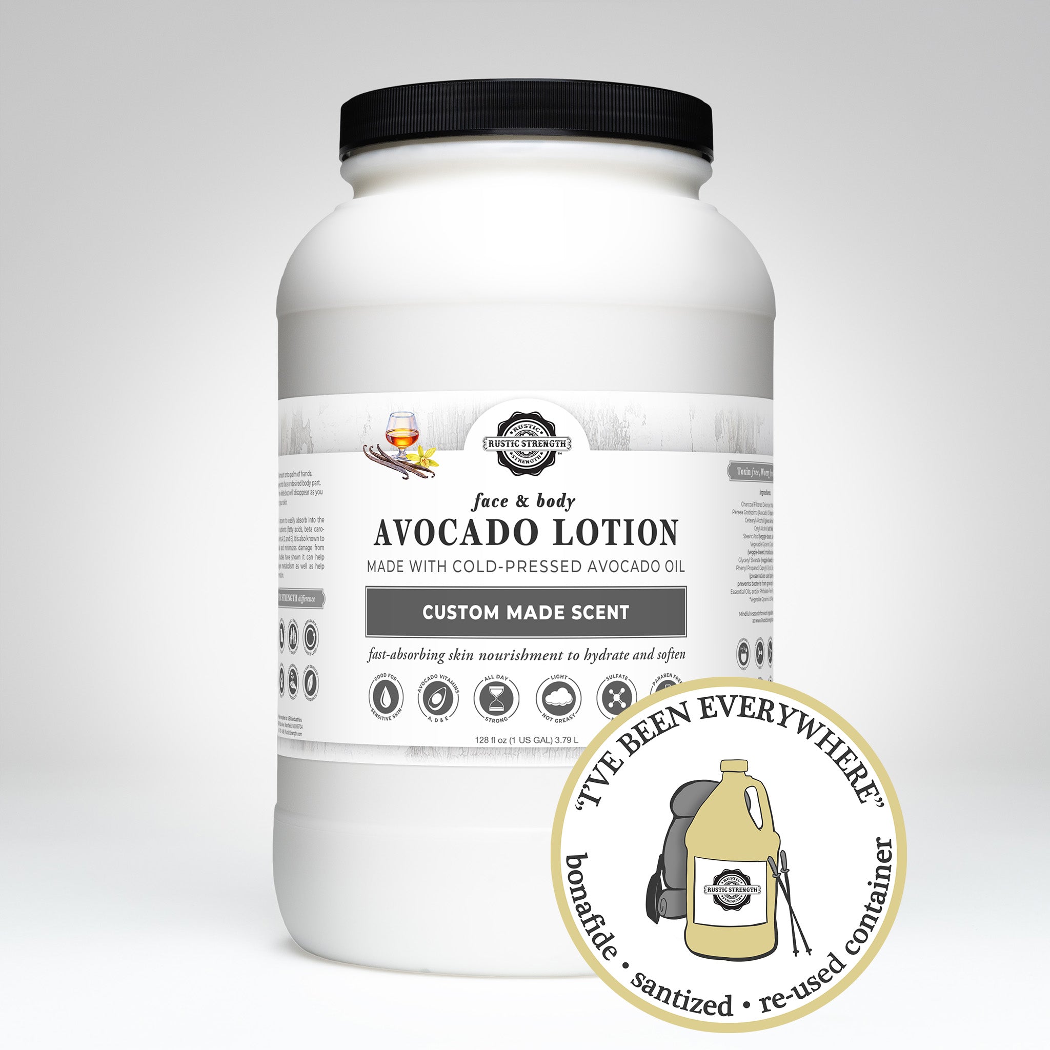 SANITIZED & REFILLED | Avocado Lotion | Vanilla Bourbon | 1 Gallon