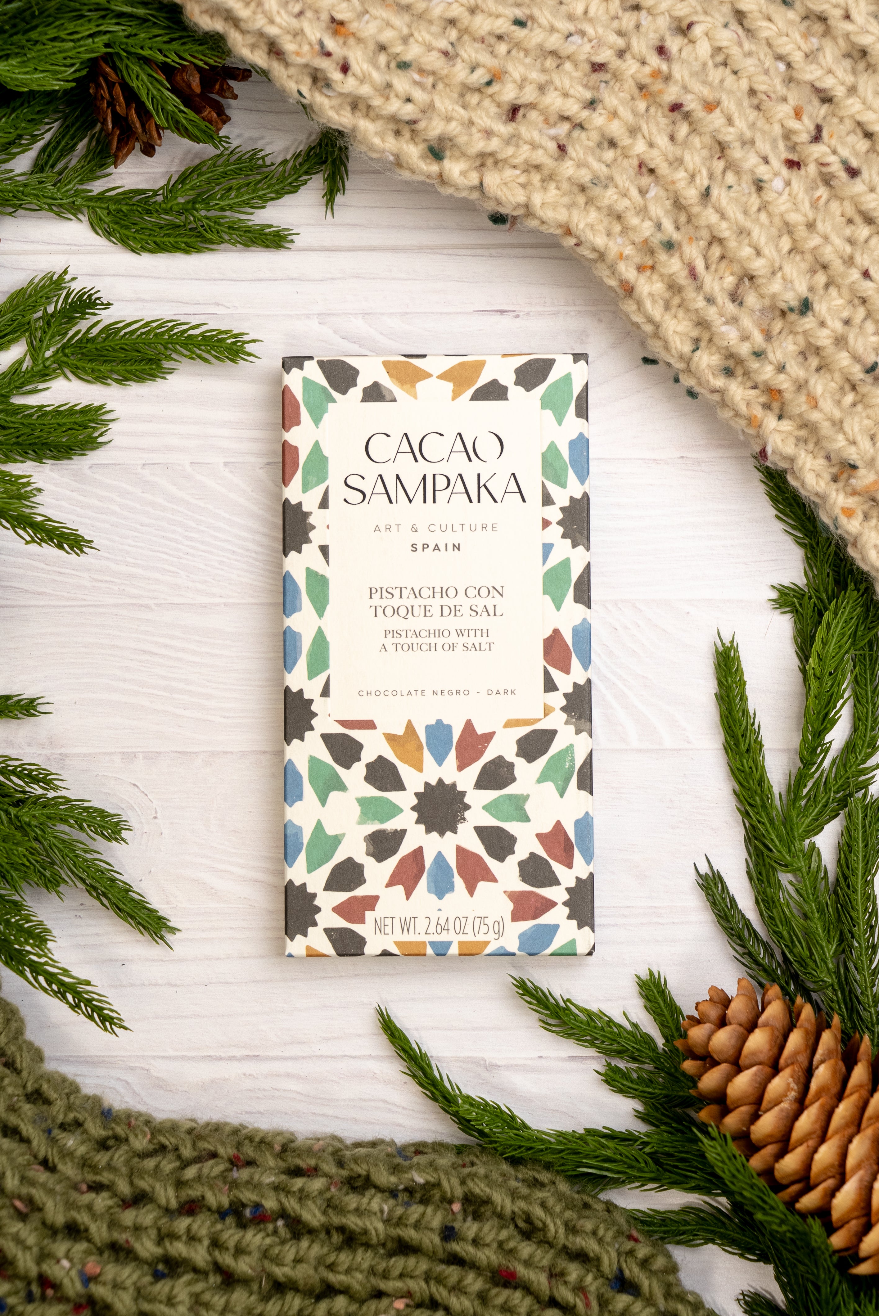 Dark Chocolate | Cacao Sampaka | Pistachio 44% (Gaudi) 75g