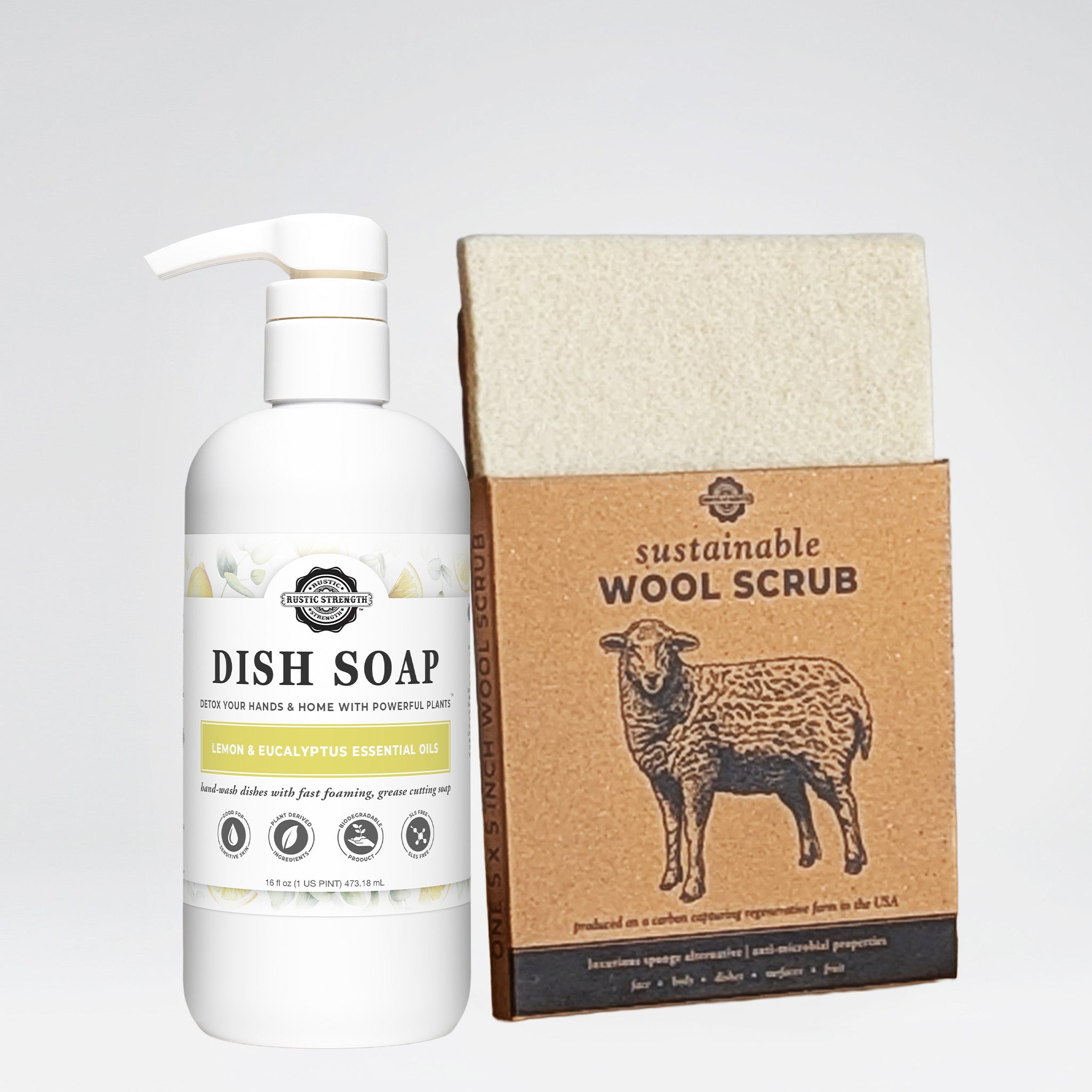 Dish Soap + Wool Scrub Set