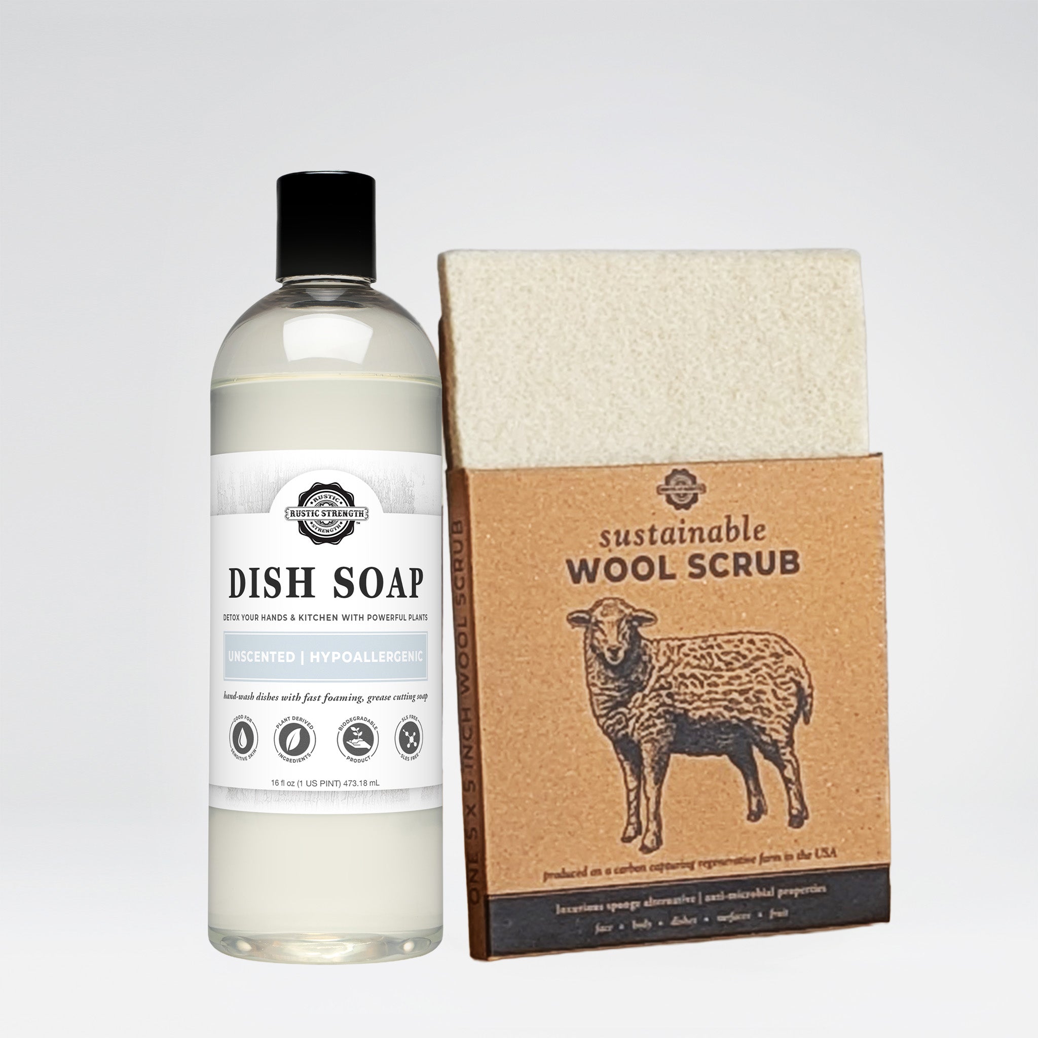 Dish Soap + Wool Scrub Set