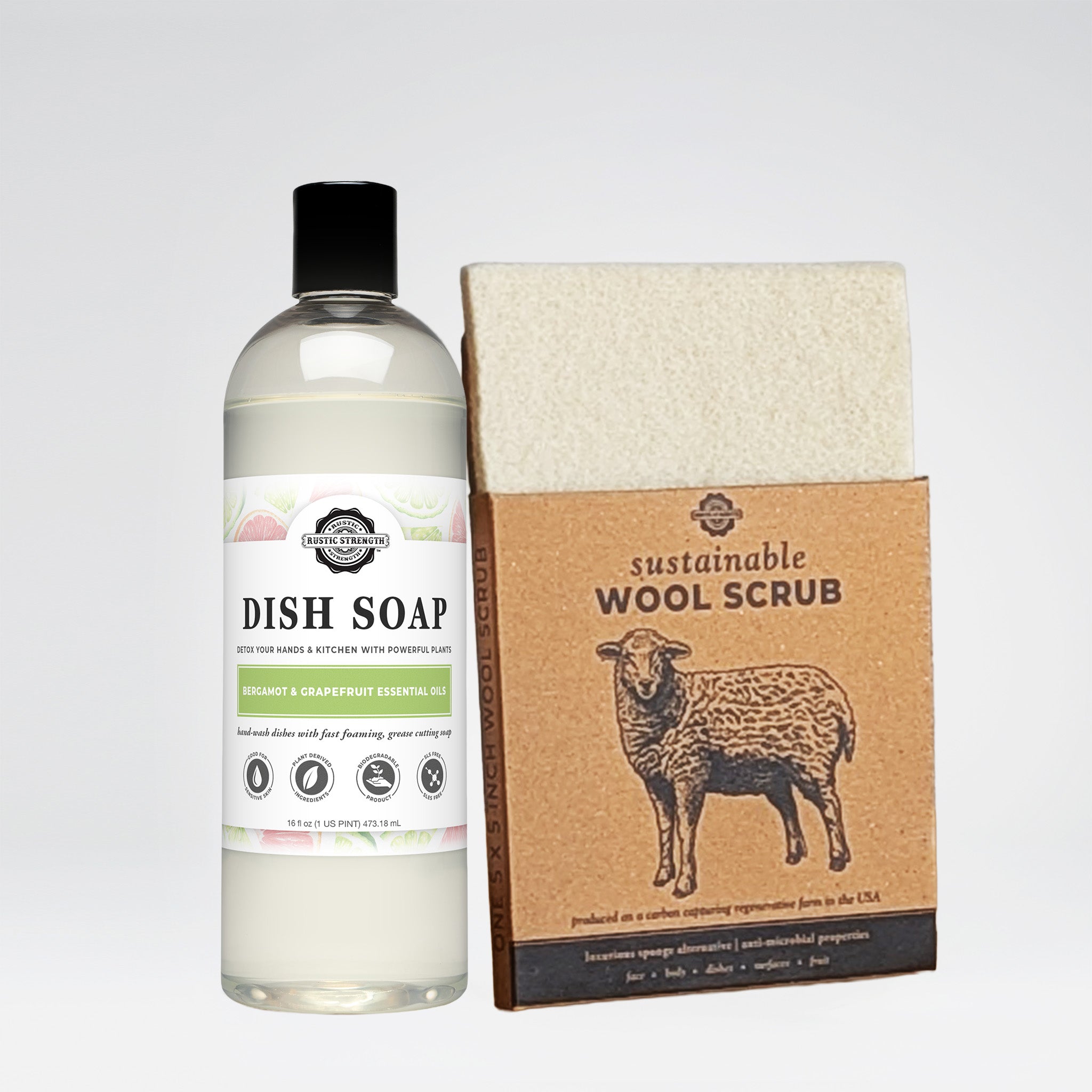 Dish Soap + Wool Scrub Set