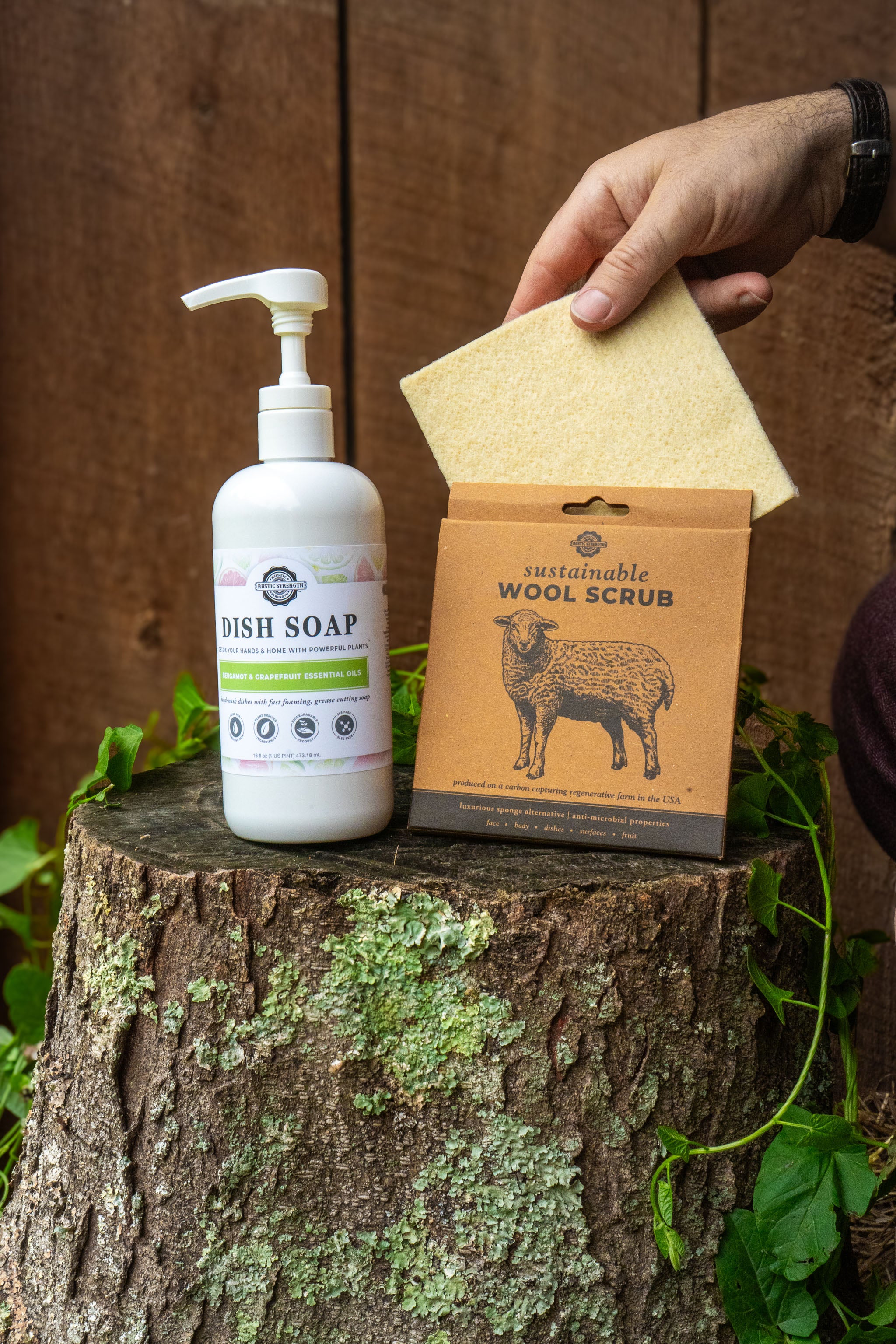 Dish Soap + Wool Scrub Set