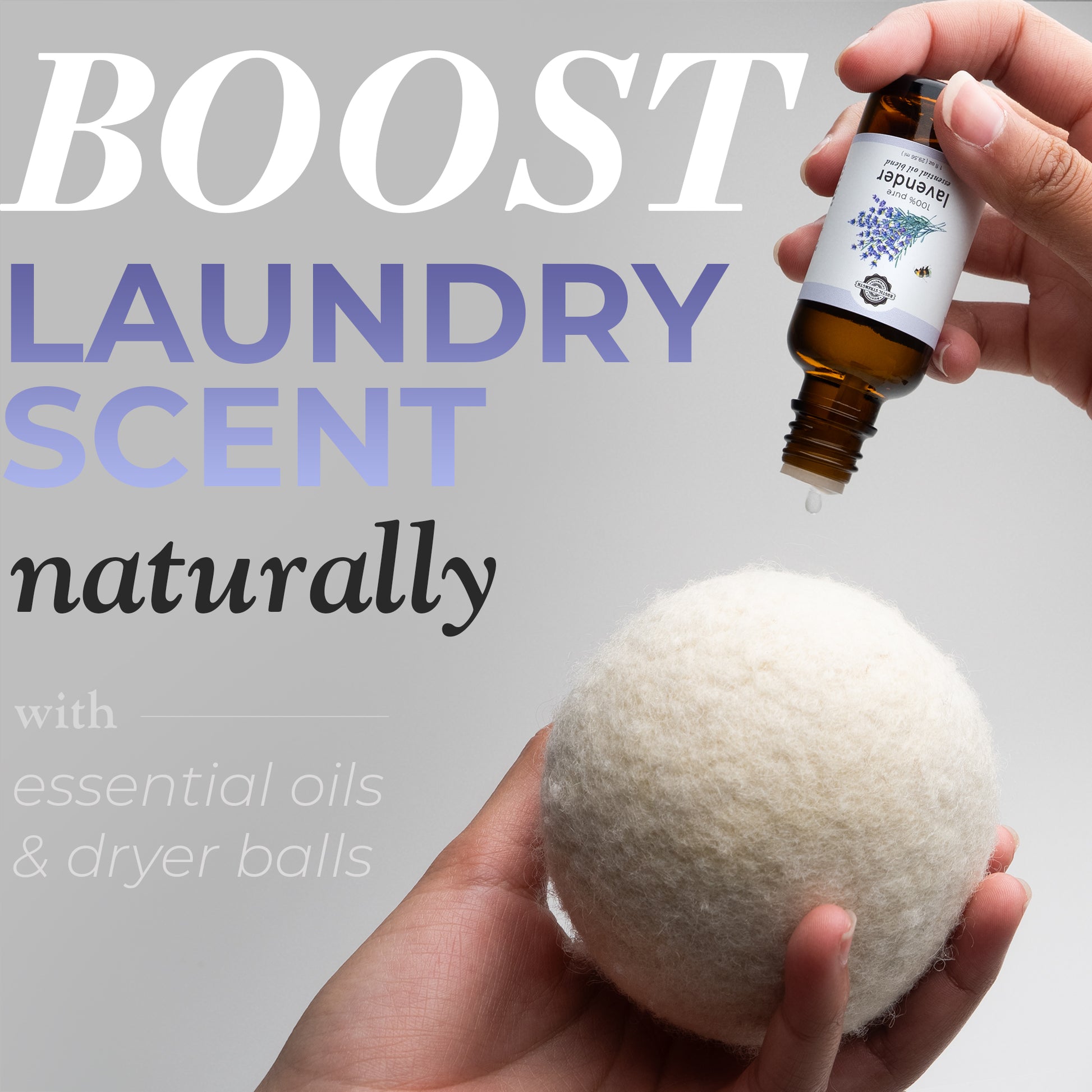 Wool Dryer Balls with Sparkling Laundry Essential Oils