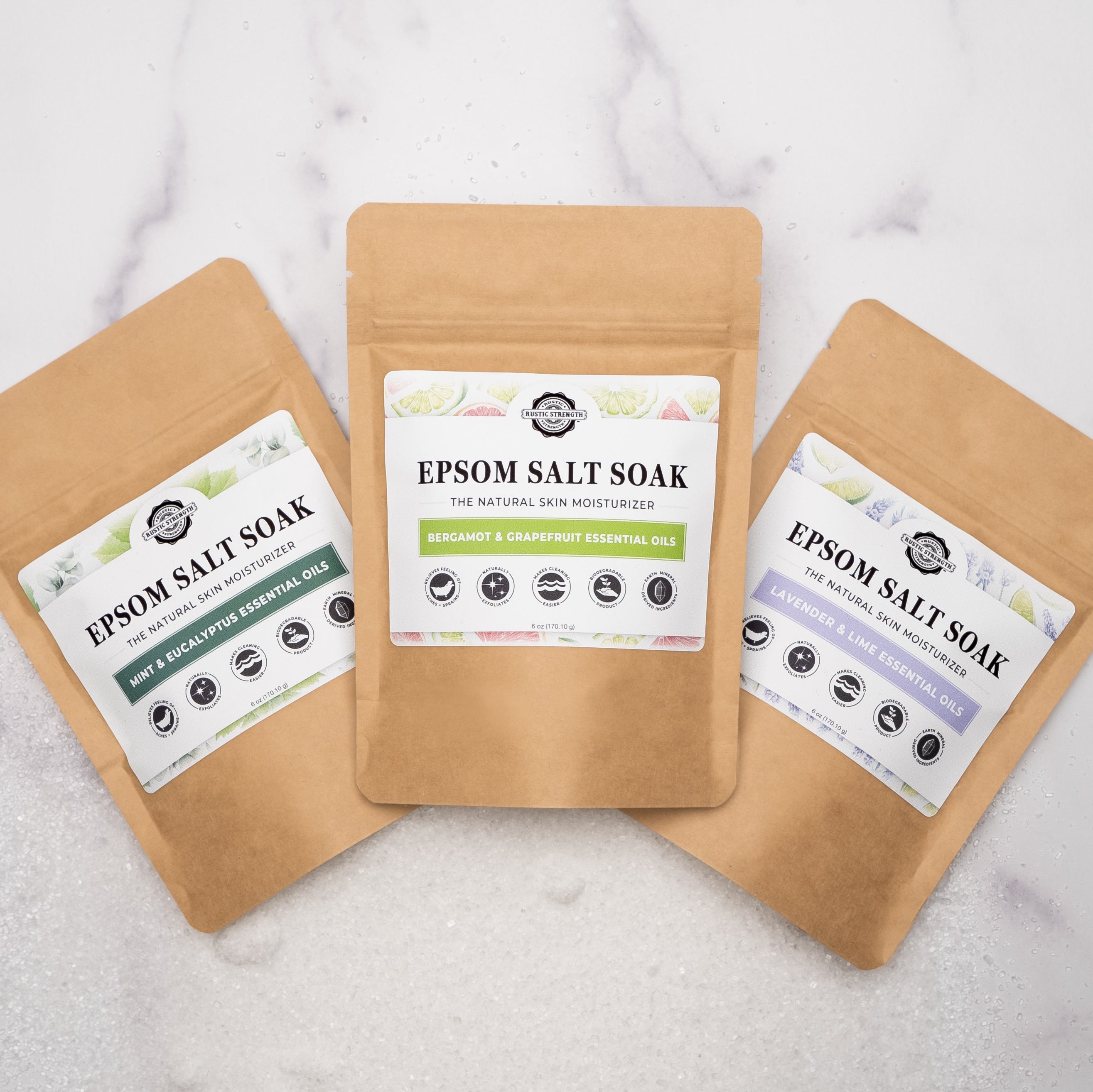 Epsom Salt Scent Sampler – Rustic Strength