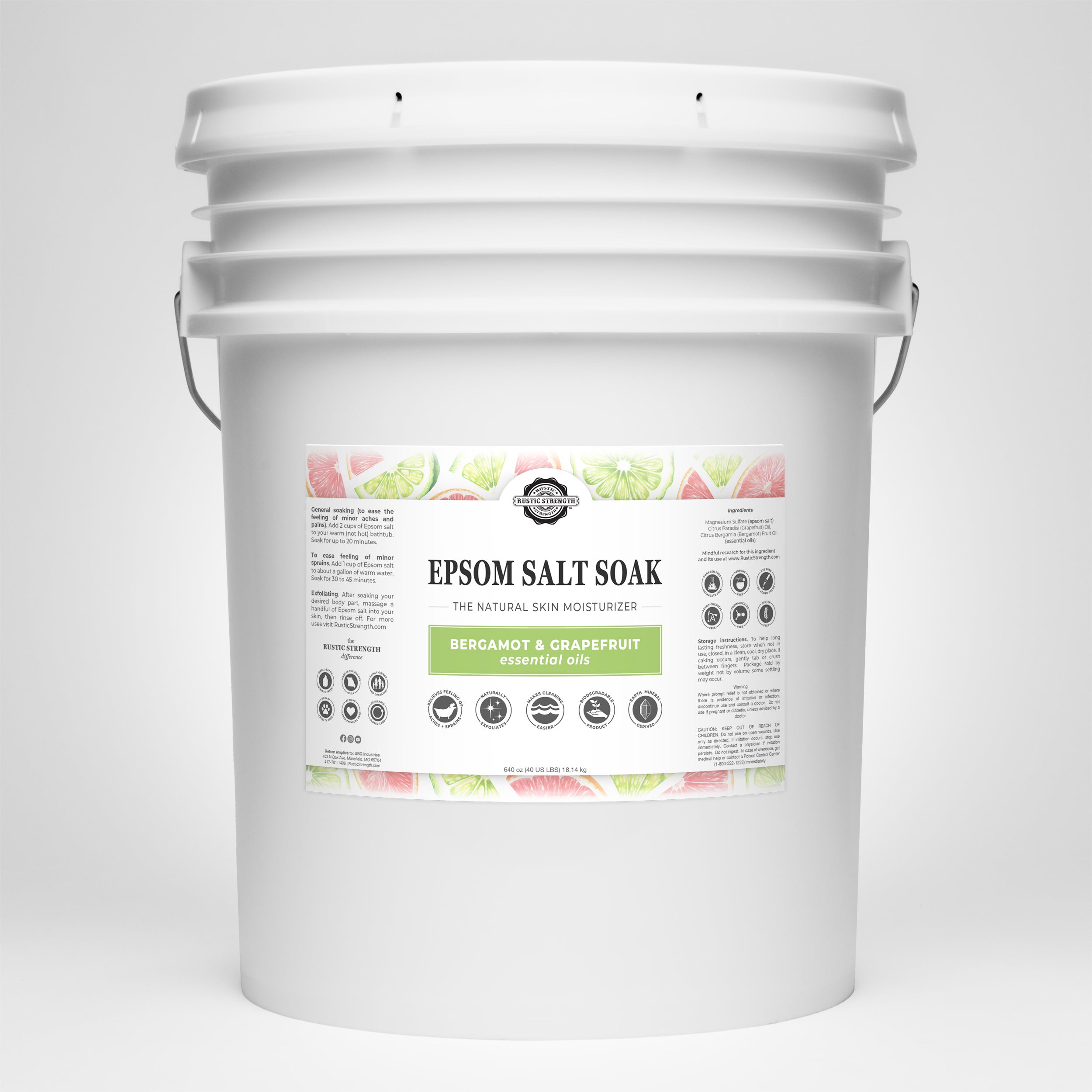 Salt of Magnesium: Pure hot Epsom Salt (5 Gallon Bucket, 45 lbs)