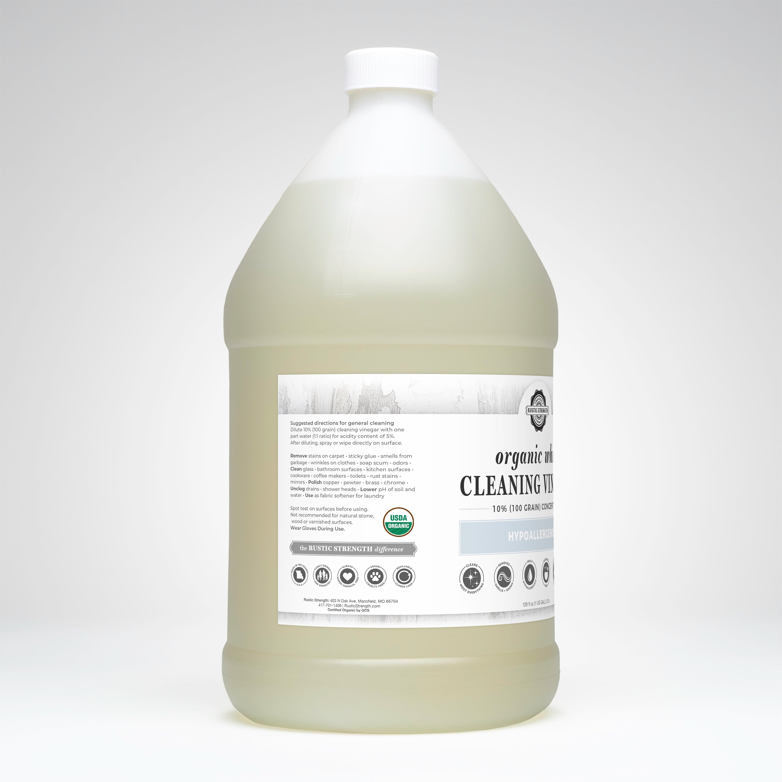 Organic White Cleaning Vinegar Concentrate | 10% (100 grain)