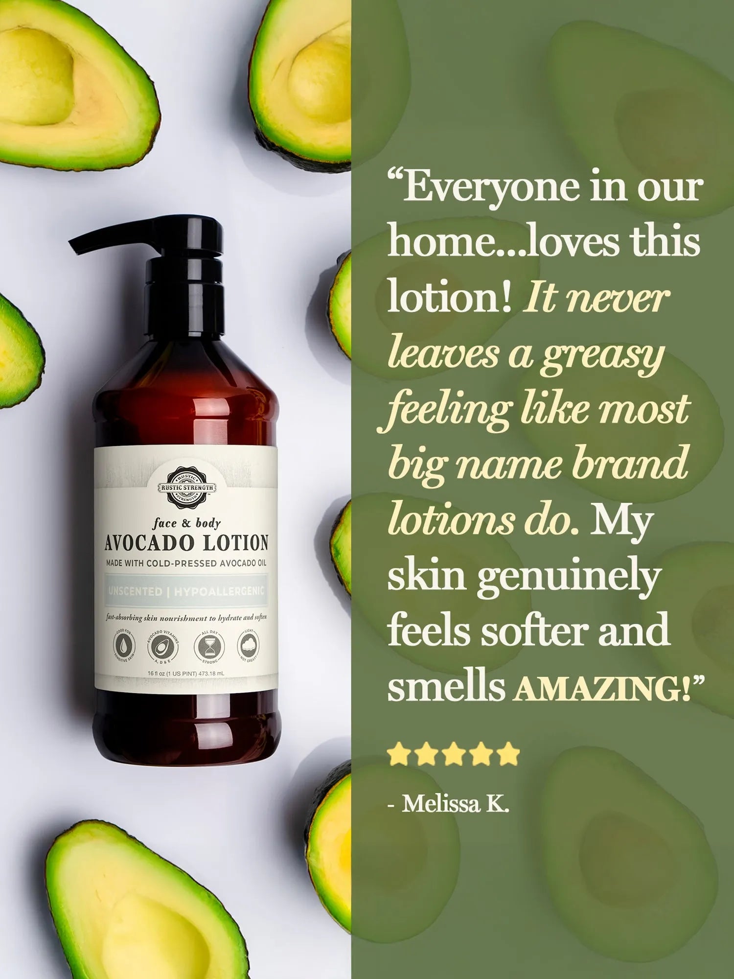 Avocado Lotion | Rosemary & Mint - Rustic Strength