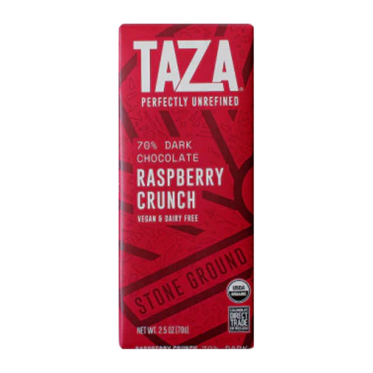 Dark Chocolate | Taza Organic | Raspberry Crunch 70% 2.5 oz