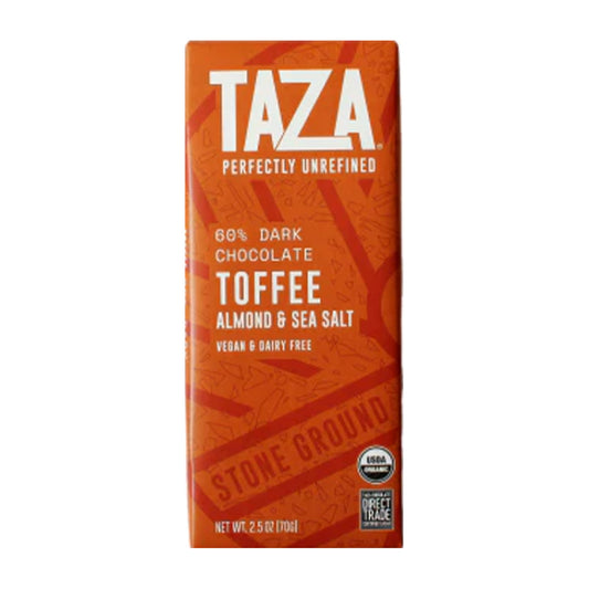 Dark Chocolate | Taza Organic | Toffee, Almond & Sea Salt 60% 2.5 oz