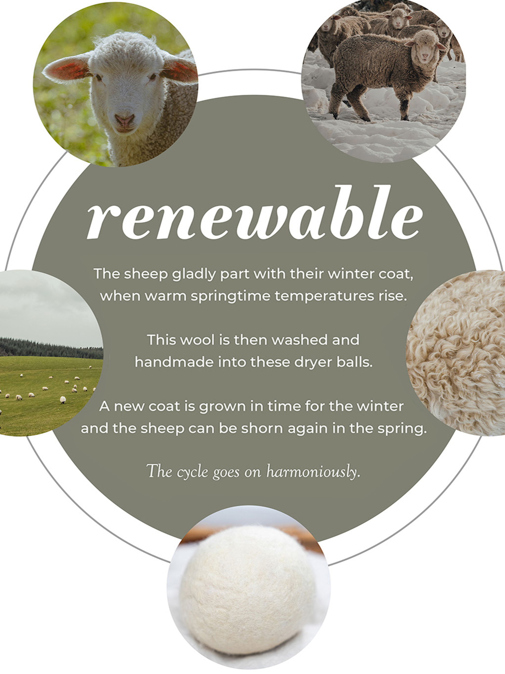 Jumbo wool dryer balls Rustic Strength