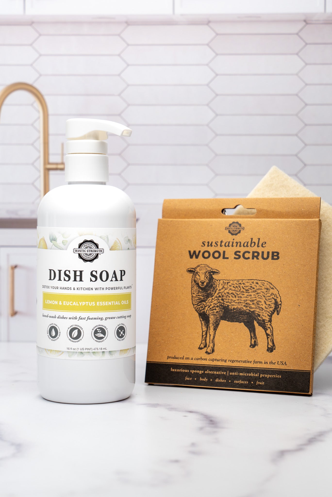 Dish Soap + Wool Scrub Set