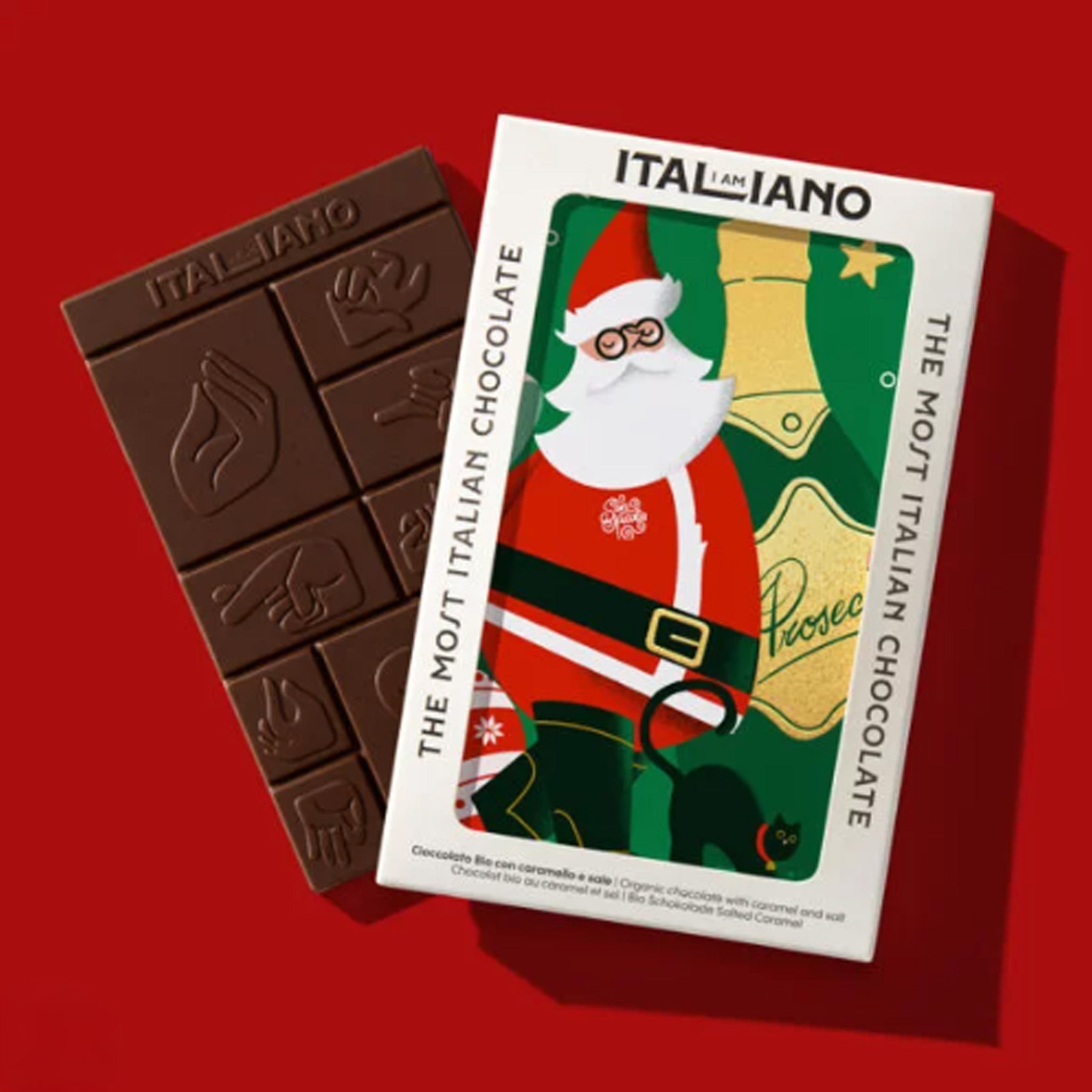 Chocolate | I am Italiano | Organic Chocolate with Salted Caramel (Prosecco) 50g
