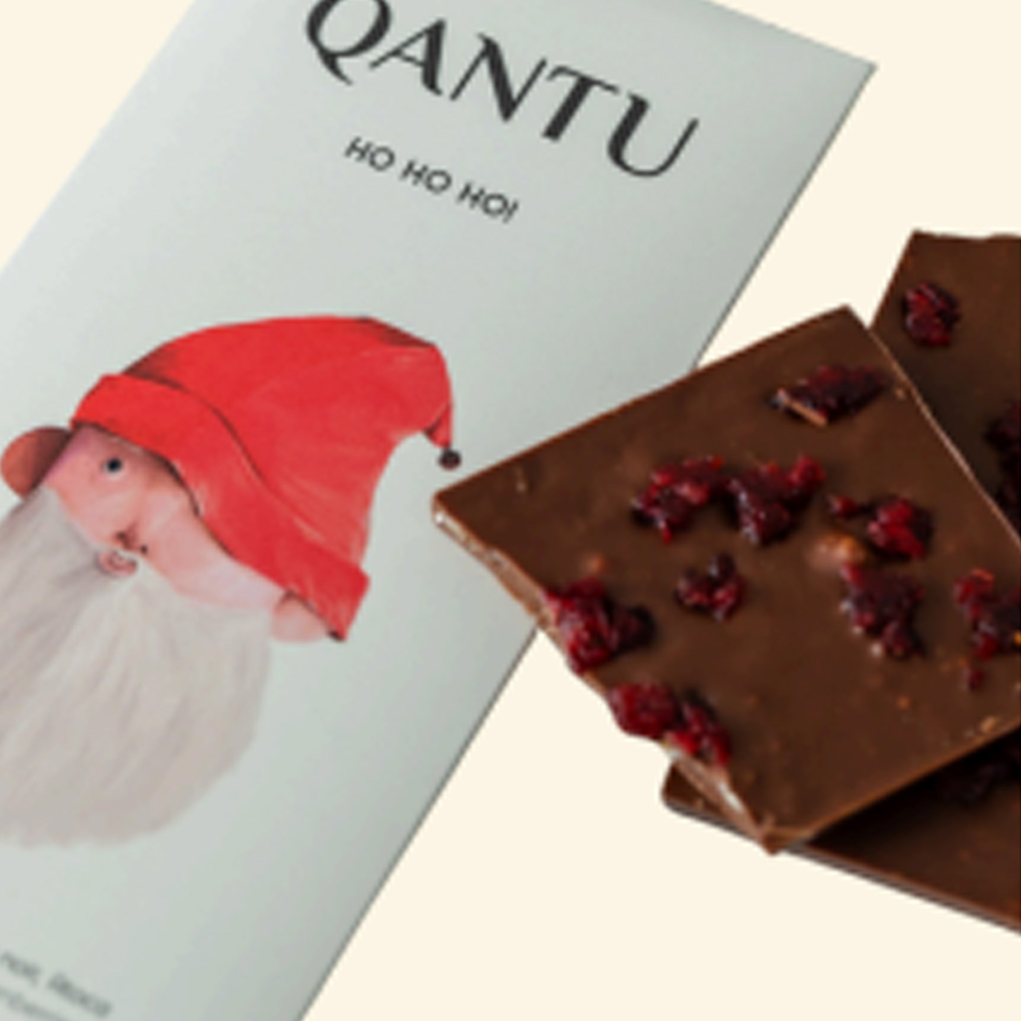Milk Chocolate | Qantu | Ho Ho Ho! with Black Walnut & Cranberries 45% 50g