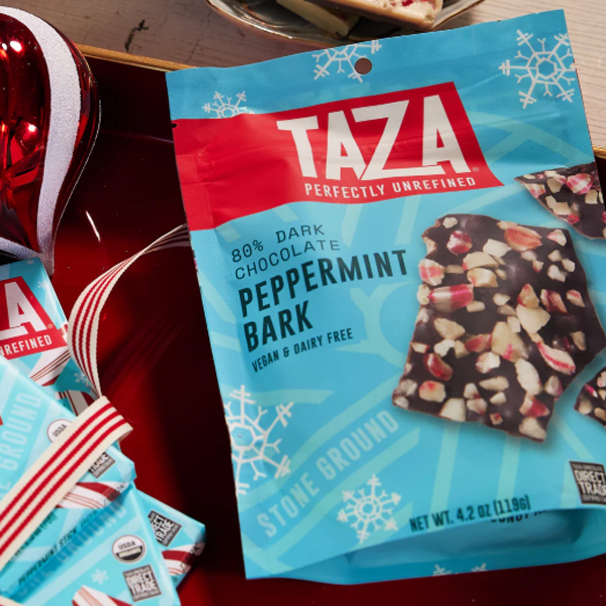 Dark Chocolate | Taza | Peppermint Stick Dark Bark 80% 4.2 oz