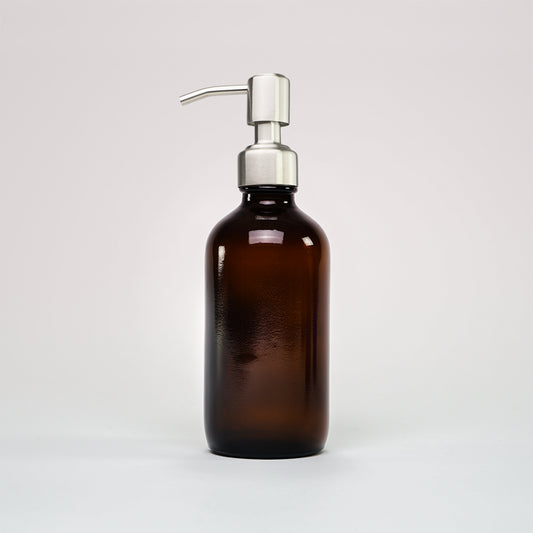 8 oz Amber Glass Keeper Bottles | Stainless Steel Pump