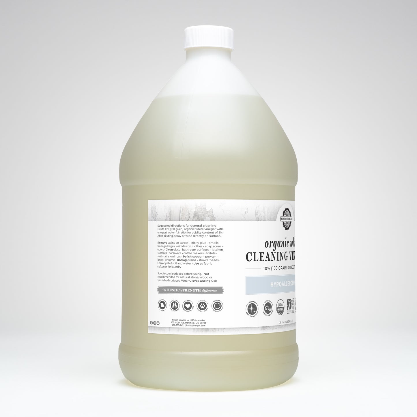 Organic White Cleaning Vinegar Concentrate | 10% (100 grain)