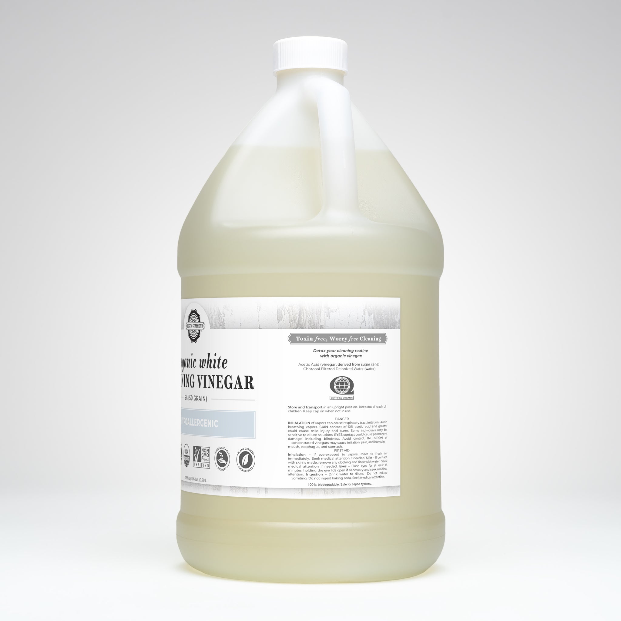 Organic White Cleaning Vinegar 5 (50 grain) Rustic Strength